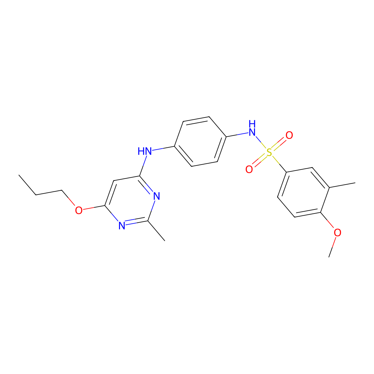 4-methoxy-3-methyl-N-(4-((2-methyl-6-propoxypyrimidin-4-yl)amino)phenyl)benzenesulfonamide molecular structure, CAS 1021060-05-8