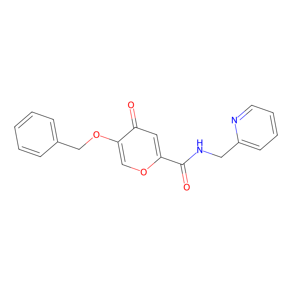 5-(benzyloxy)-4-oxo-N-(pyridin-2-ylmethyl)-4H-pyran-2-carboxamide molecular structure, CAS 1021060-11-6