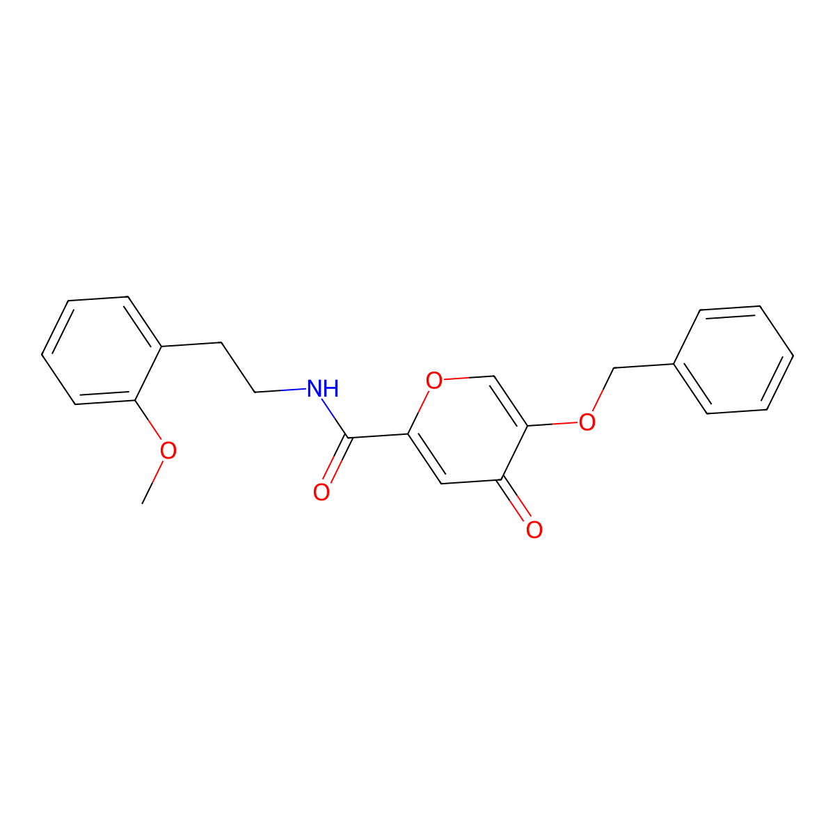 5-(benzyloxy)-N-(2-methoxyphenethyl)-4-oxo-4H-pyran-2-carboxamide molecular structure, CAS 1021060-14-9