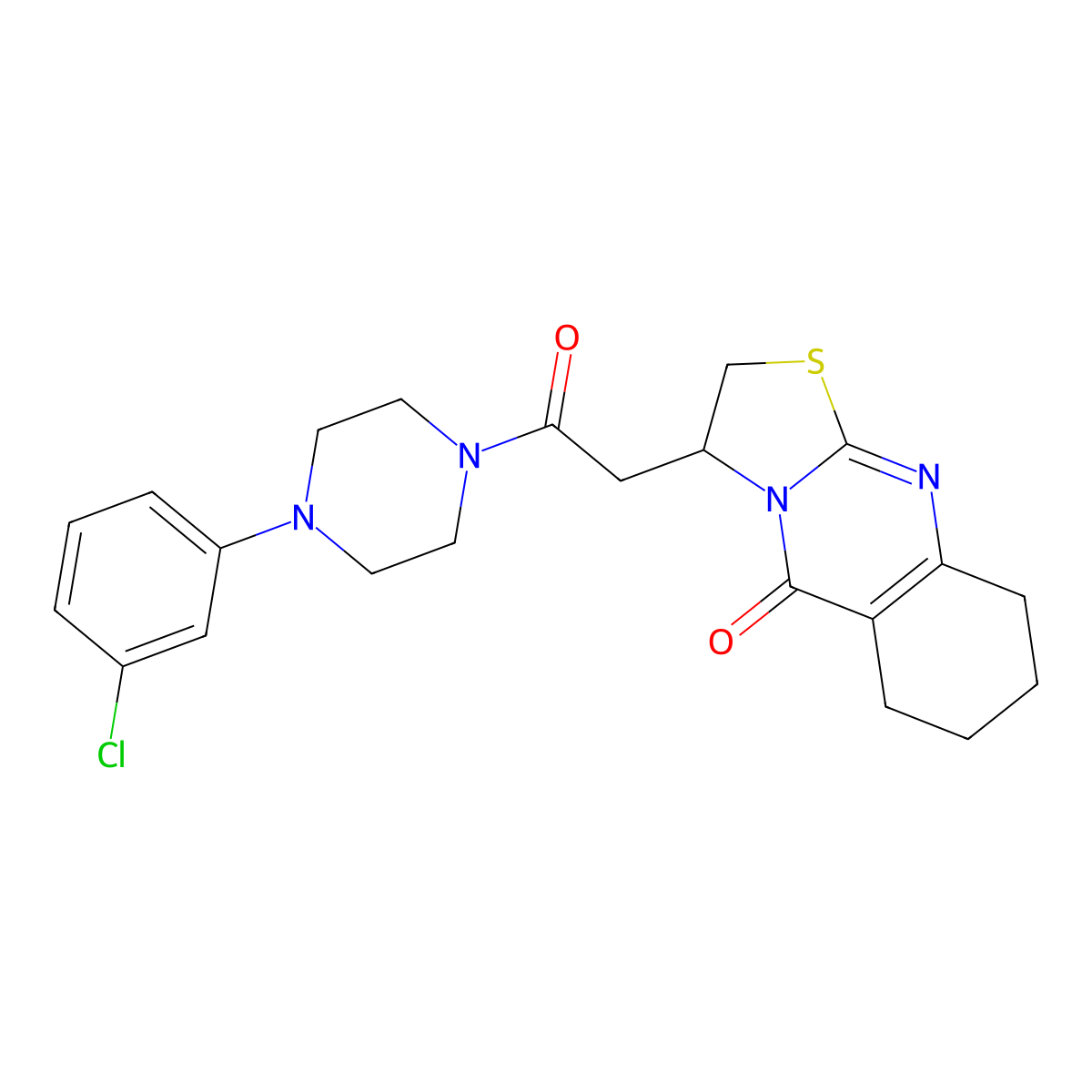 3-(2-(4-(3-chlorophenyl)piperazin-1-yl)-2-oxoethyl)-6,7,8,9-tetrahydro-2H-thiazolo[2,3-b]quinazolin-5(3H)-one molecular structure, CAS 1021060-15-0