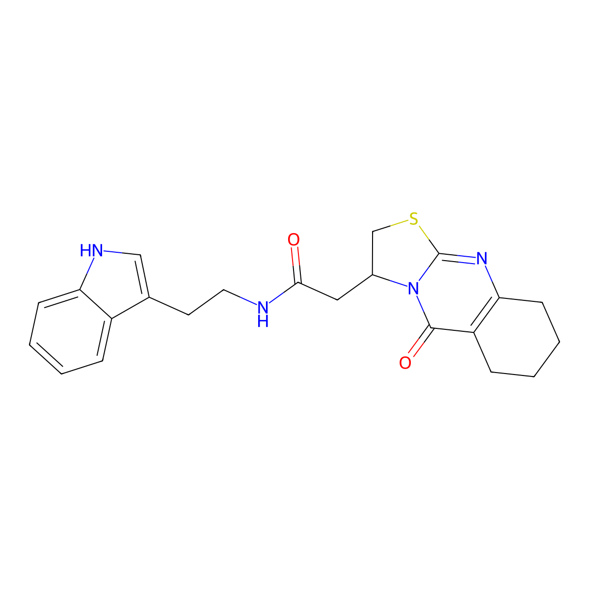 N-(2-(1H-indol-3-yl)ethyl)-2-(5-oxo-3,5,6,7,8,9-hexahydro-2H-thiazolo[2,3-b]quinazolin-3-yl)acetamide molecular structure, CAS 1021060-19-4