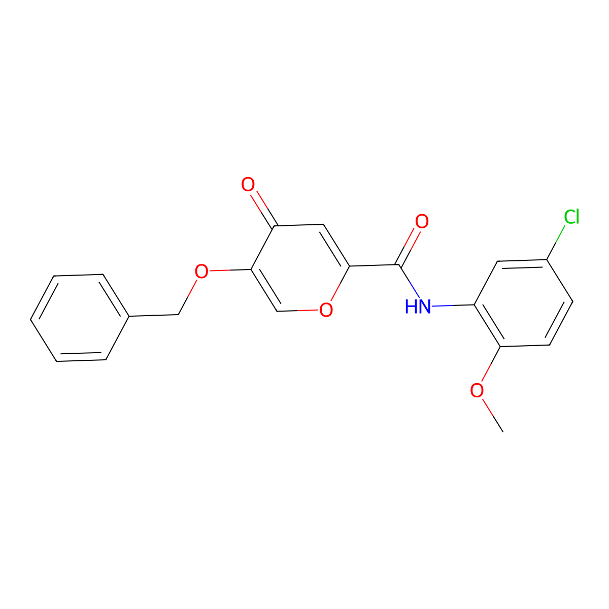 5-(benzyloxy)-N-(5-chloro-2-methoxyphenyl)-4-oxo-4H-pyran-2-carboxamide molecular structure, CAS 1021060-21-8