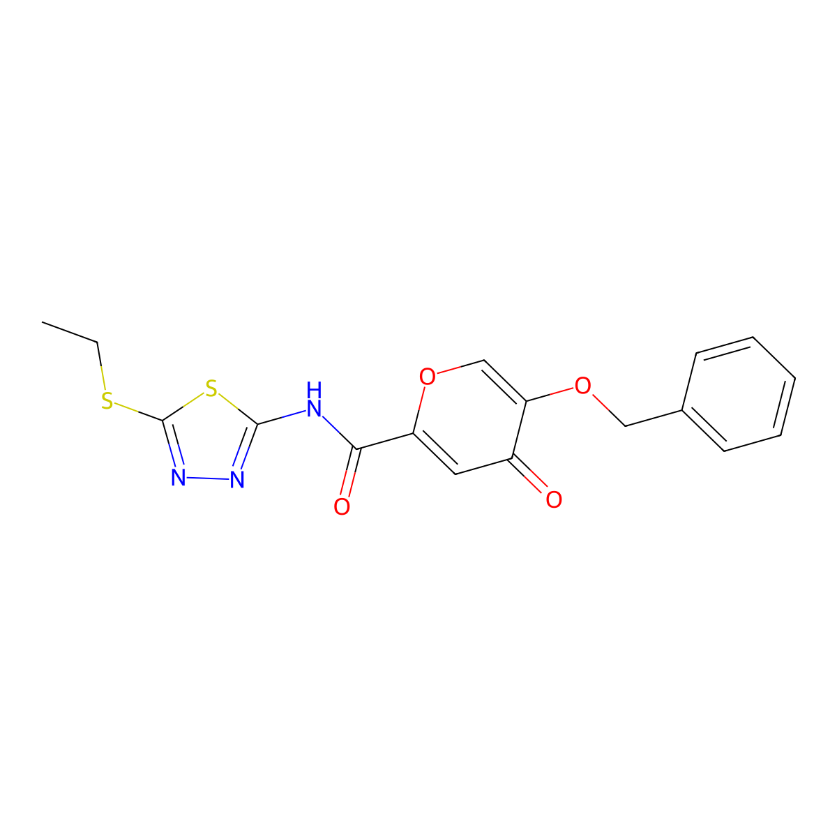 5-(benzyloxy)-N-(5-(ethylthio)-1,3,4-thiadiazol-2-yl)-4-oxo-4H-pyran-2-carboxamide molecular structure, CAS 1021060-23-0