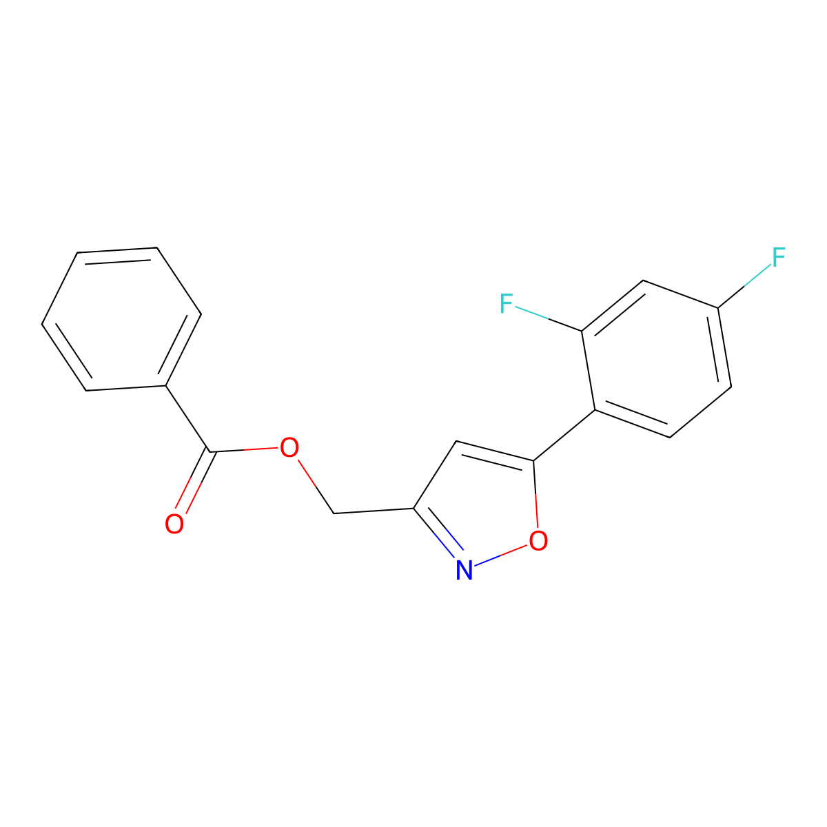 (5-(2,4-Difluorophenyl)isoxazol-3-yl)methyl benzoate molecular structure, CAS 1021060-28-5