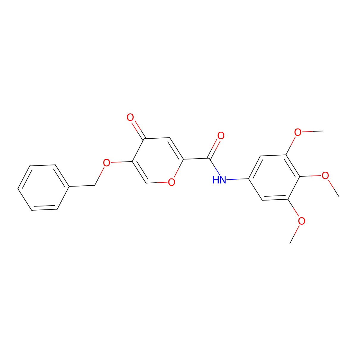5-(benzyloxy)-4-oxo-N-(3,4,5-trimethoxyphenyl)-4H-pyran-2-carboxamide molecular structure, CAS 1021060-29-6