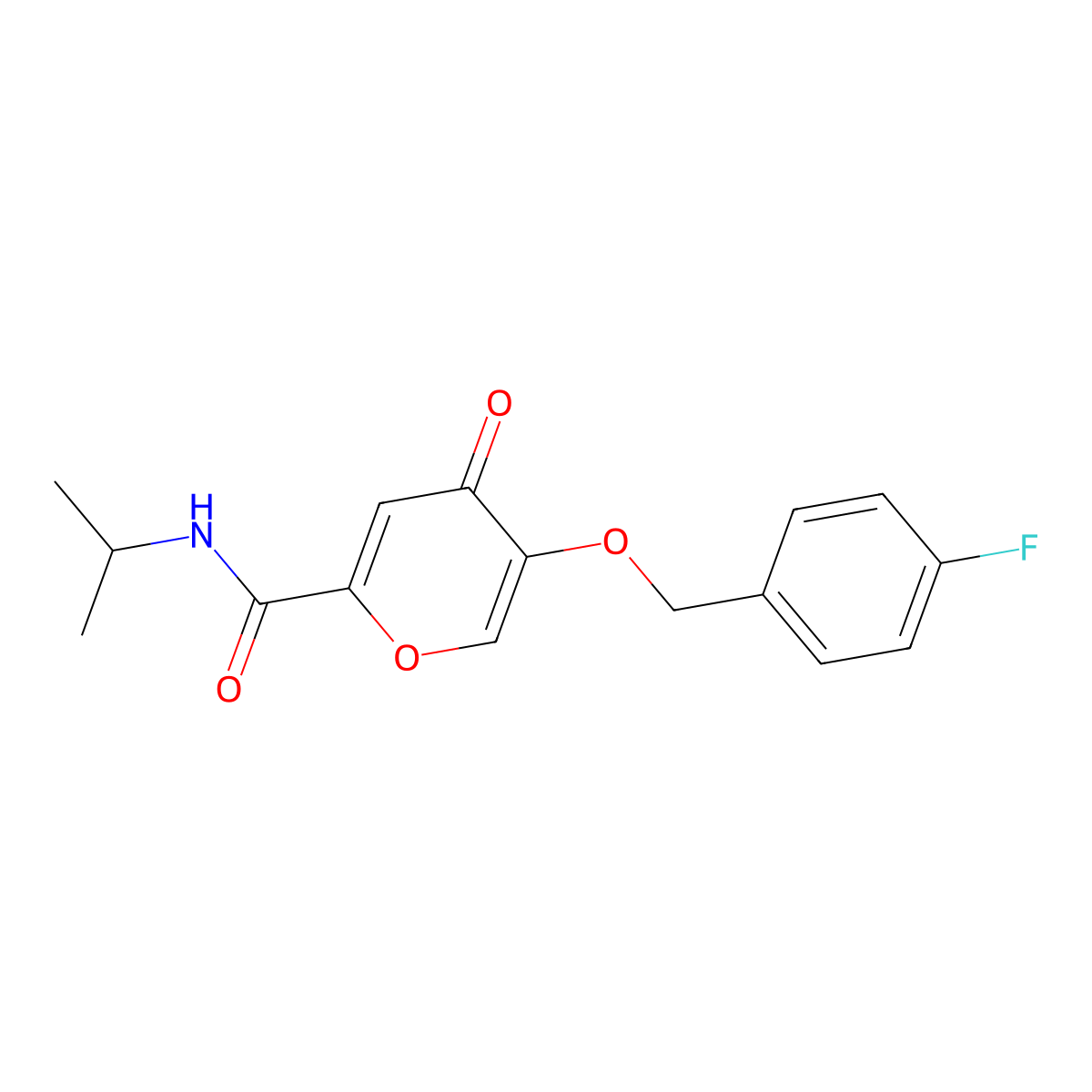 5-((4-fluorobenzyl)oxy)-N-isopropyl-4-oxo-4H-pyran-2-carboxamide molecular structure, CAS 1021060-44-5