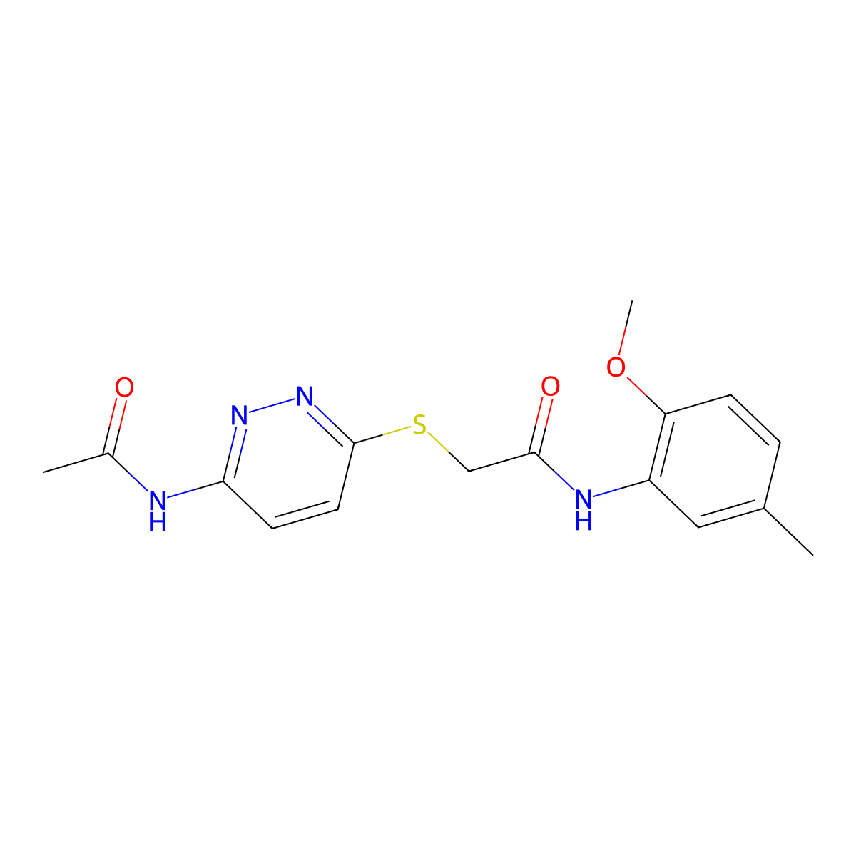 2-((6-acetamidopyridazin-3-yl)thio)-N-(2-methoxy-5-methylphenyl)acetamide molecular structure, CAS 1021060-50-3