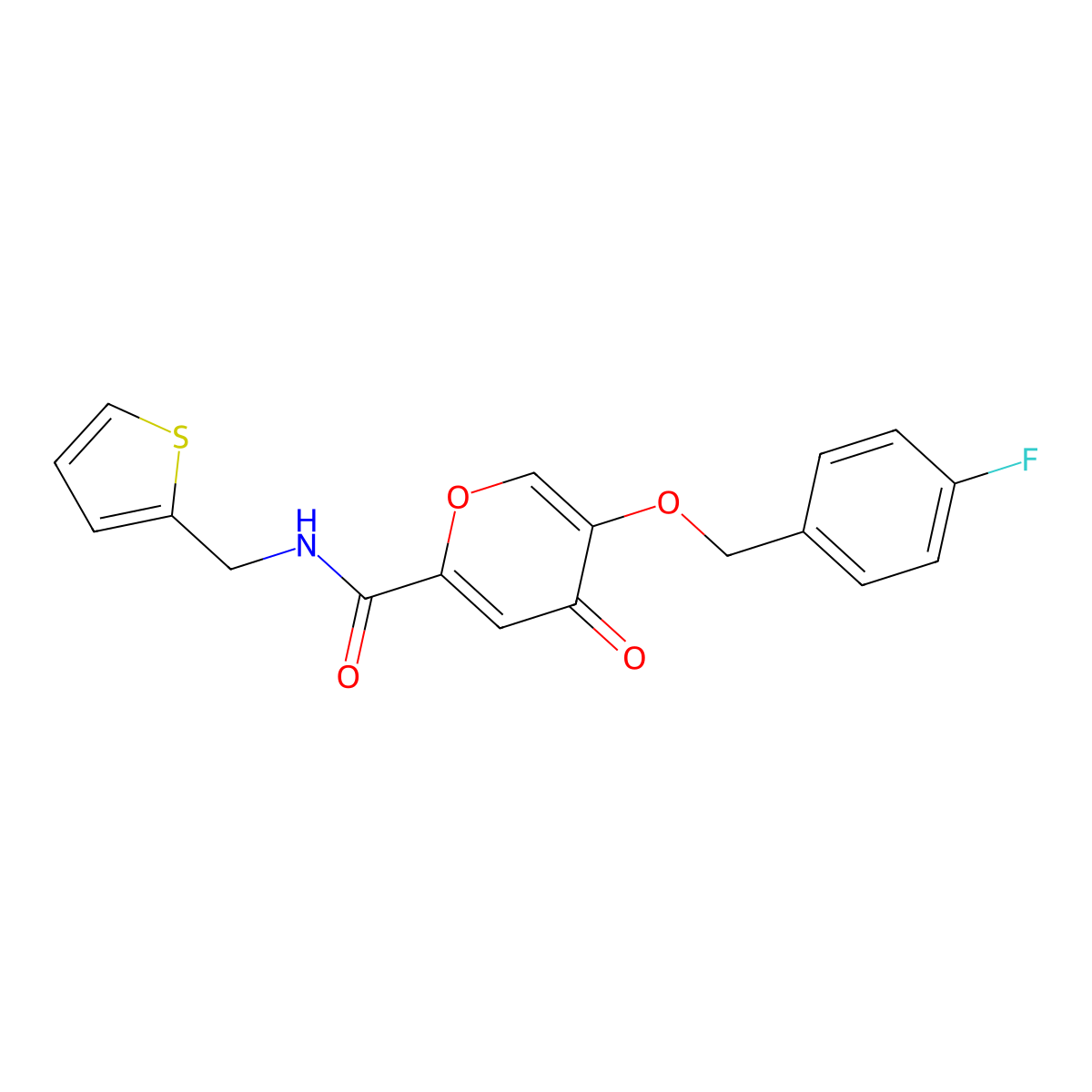 5-((4-fluorobenzyl)oxy)-4-oxo-N-(thiophen-2-ylmethyl)-4H-pyran-2-carboxamide molecular structure, CAS 1021060-56-9