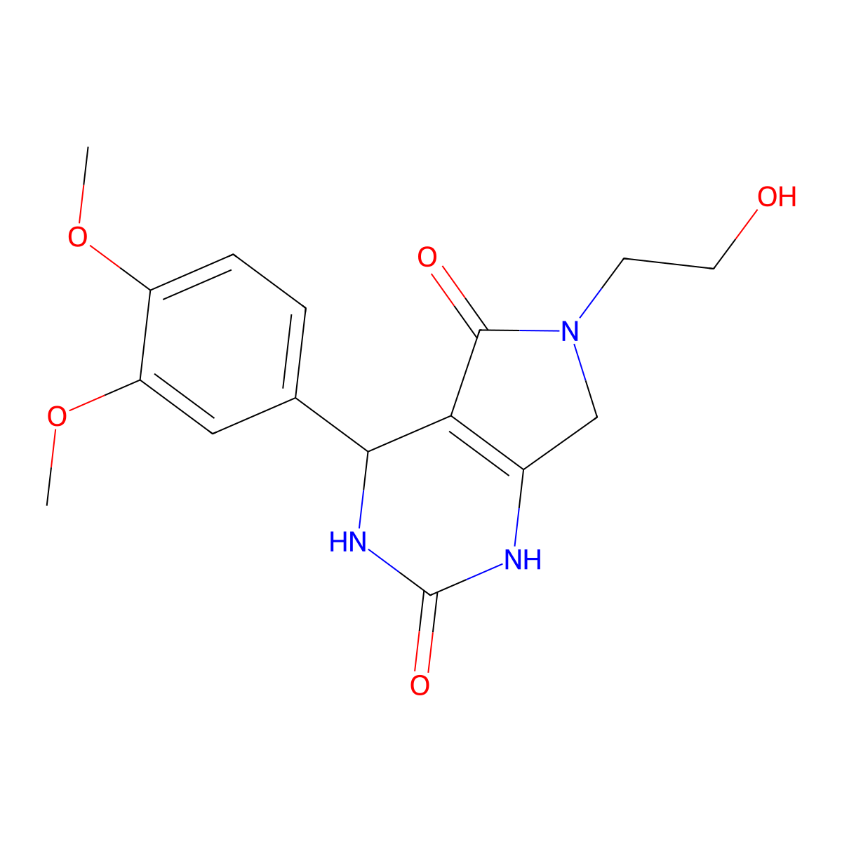 4-(3,4-dimethoxyphenyl)-6-(2-hydroxyethyl)-3,4,6,7-tetrahydro-1H-pyrrolo[3,4-d]pyrimidine-2,5-dione molecular structure, CAS 1021060-57-0