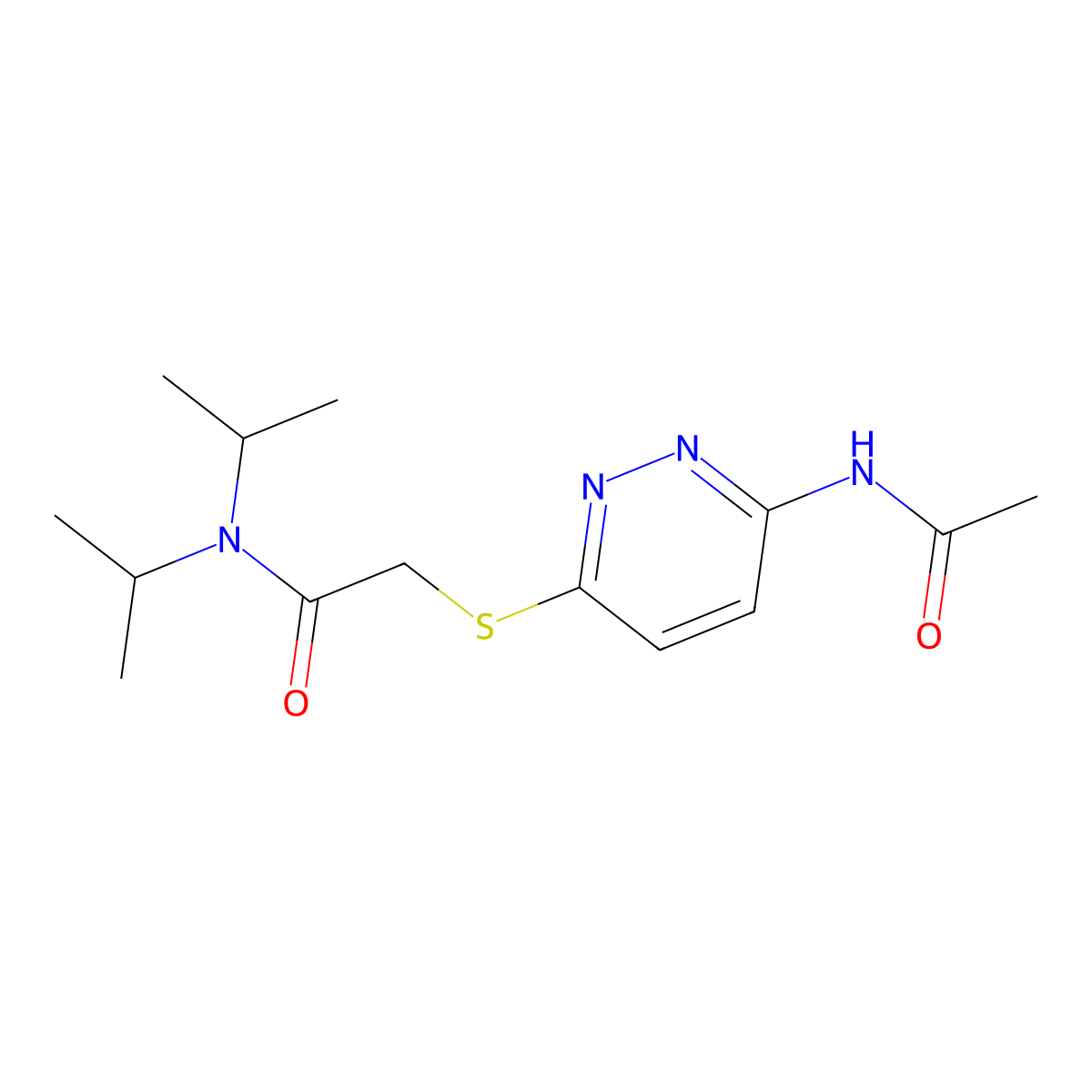 2-((6-acetamidopyridazin-3-yl)thio)-N,N-diisopropylacetamide molecular structure, CAS 1021060-62-7