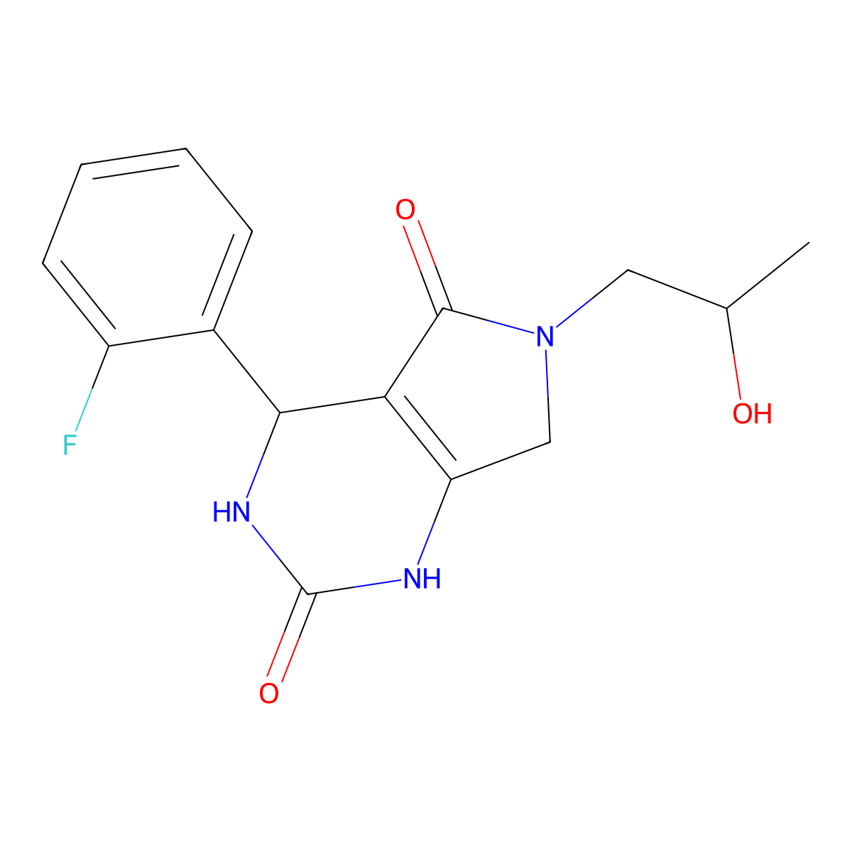 4-(2-fluorophenyl)-6-(2-hydroxypropyl)-3,4,6,7-tetrahydro-1H-pyrrolo[3,4-d]pyrimidine-2,5-dione molecular structure, CAS 1021060-64-9