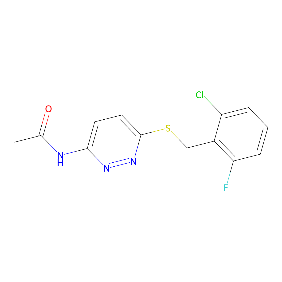 N-(6-((2-chloro-6-fluorobenzyl)thio)pyridazin-3-yl)acetamide molecular structure, CAS 1021060-68-3