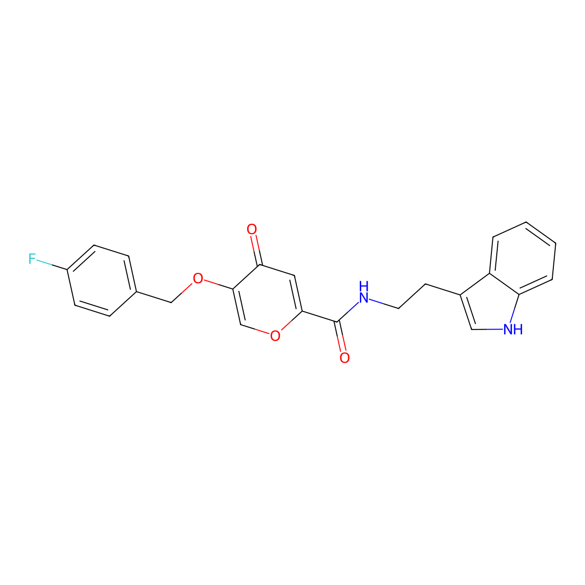 N-(2-(1H-indol-3-yl)ethyl)-5-((4-fluorobenzyl)oxy)-4-oxo-4H-pyran-2-carboxamide molecular structure, CAS 1021060-81-0