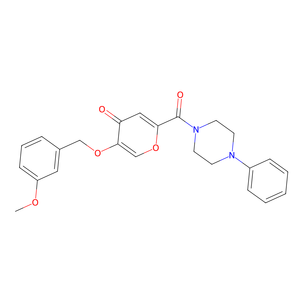 5-((3-methoxybenzyl)oxy)-2-(4-phenylpiperazine-1-carbonyl)-4H-pyran-4-one molecular structure, CAS 1021060-84-3