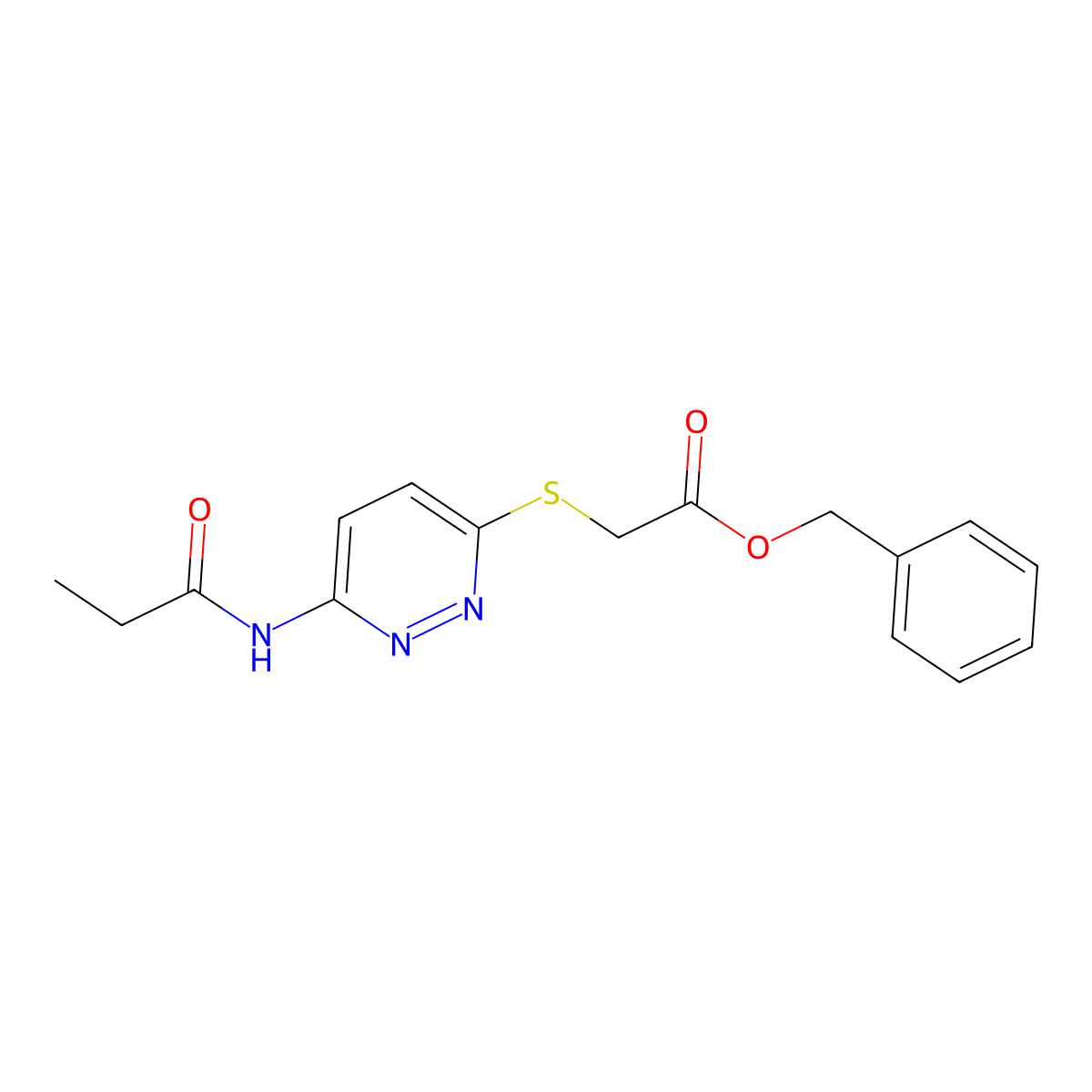 Benzyl 2-((6-propionamidopyridazin-3-yl)thio)acetate molecular structure, CAS 1021061-00-6