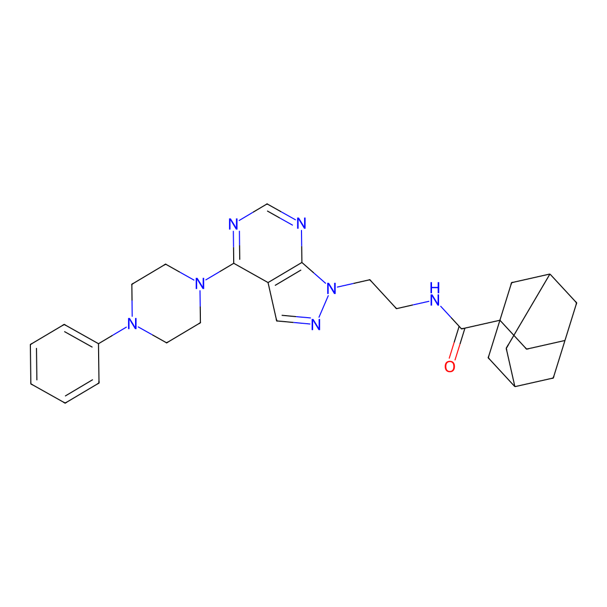 N-{2-[4-(4-phenylpiperazin-1-yl)-1H-pyrazolo[3,4-d]pyrimidin-1-yl]ethyl}adamantane-1-carboxamide molecular structure, CAS 1021061-04-0