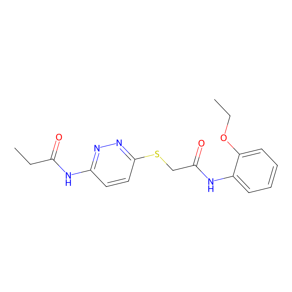 N-(6-((2-((2-ethoxyphenyl)amino)-2-oxoethyl)thio)pyridazin-3-yl)propionamide molecular structure, CAS 1021061-05-1