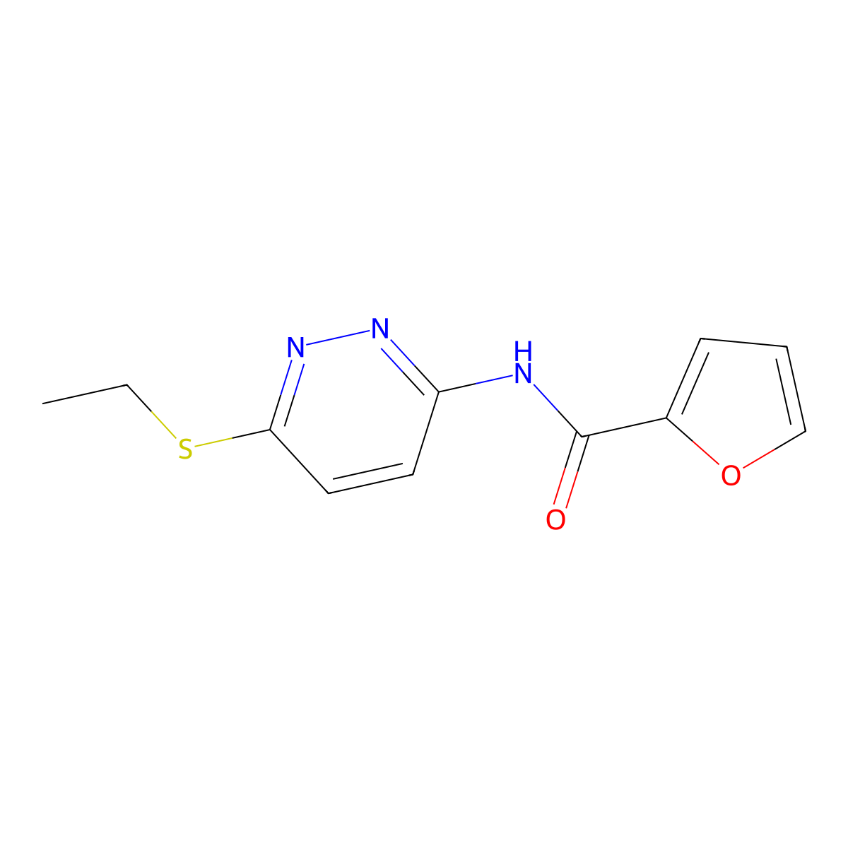 N-(6-(ethylthio)pyridazin-3-yl)furan-2-carboxamide molecular structure, CAS 1021061-30-2