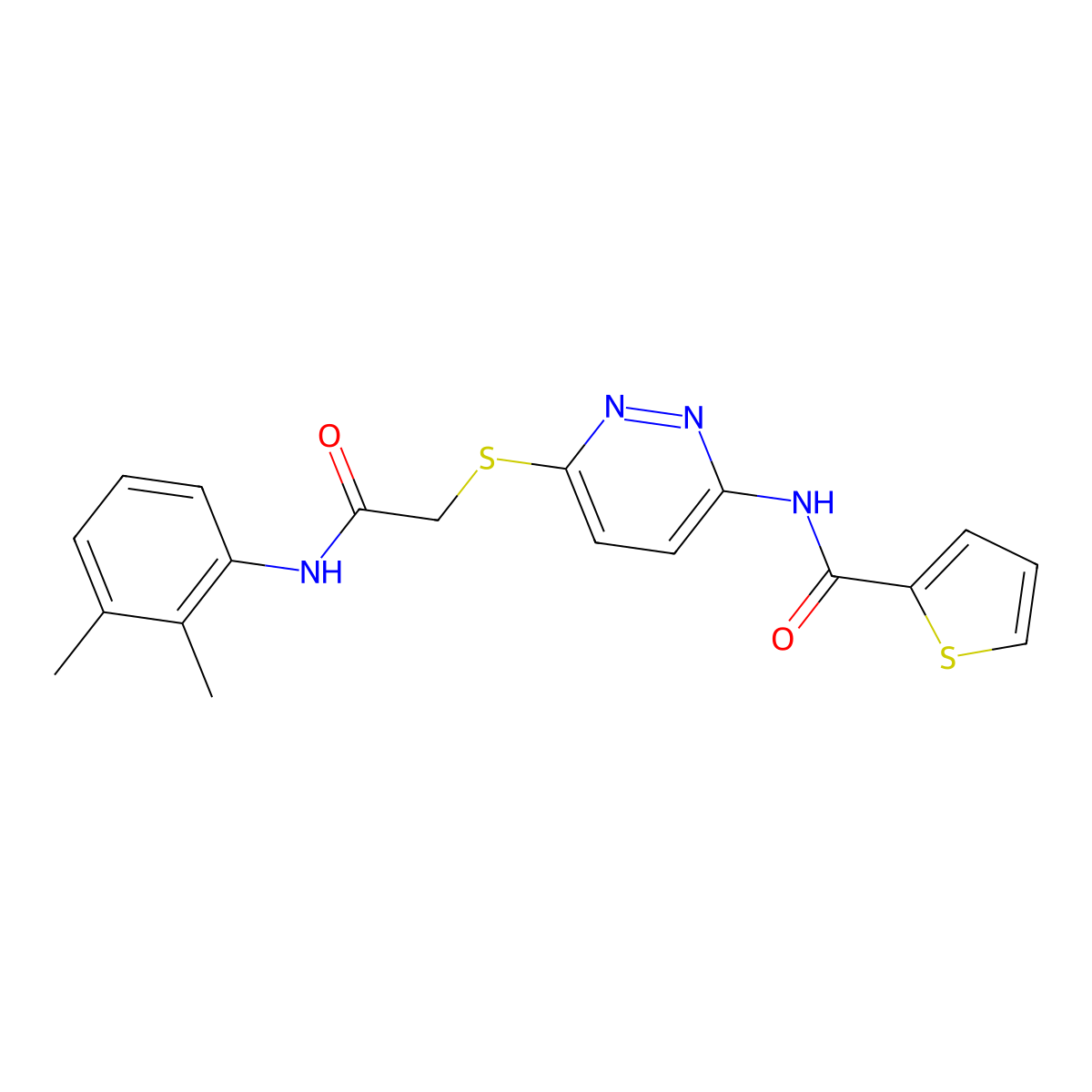 N-(6-((2-((2,3-dimethylphenyl)amino)-2-oxoethyl)thio)pyridazin-3-yl)thiophene-2-carboxamide molecular structure, CAS 1021061-83-5