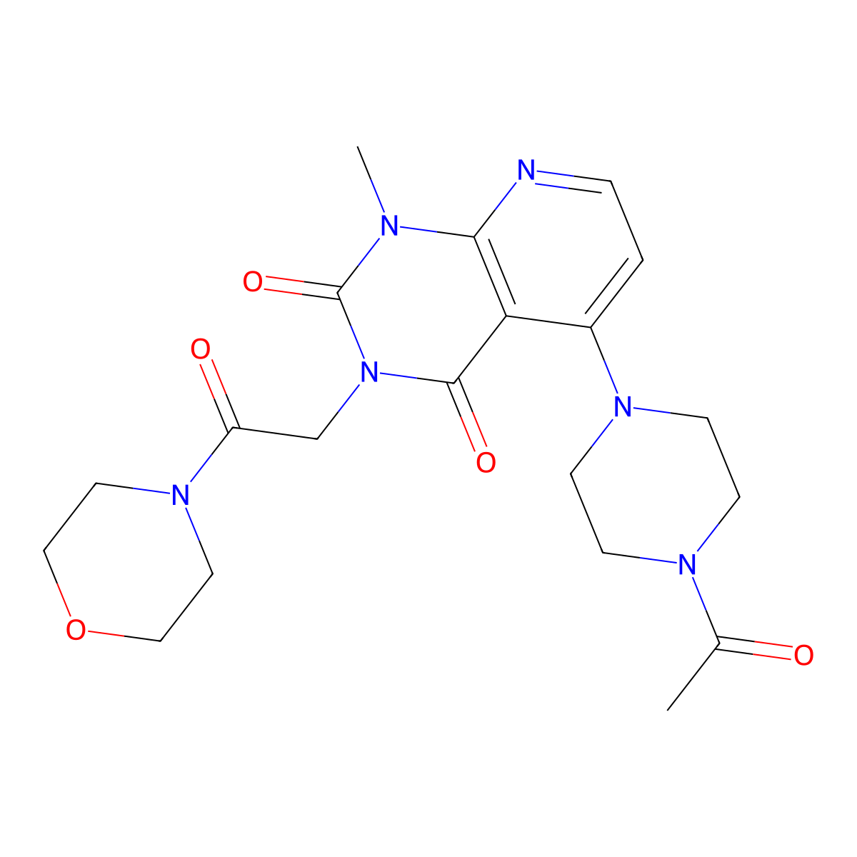 5-(4-acetylpiperazin-1-yl)-1-methyl-3-(2-morpholino-2-oxoethyl)pyrido[2,3-d]pyrimidine-2,4(1H,3H)-dione molecular structure, CAS 1021061-91-5