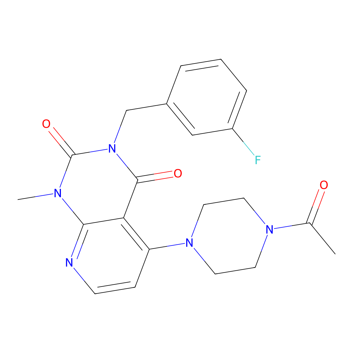5-(4-acetylpiperazin-1-yl)-3-(3-fluorobenzyl)-1-methylpyrido[2,3-d]pyrimidine-2,4(1H,3H)-dione molecular structure, CAS 1021061-95-9
