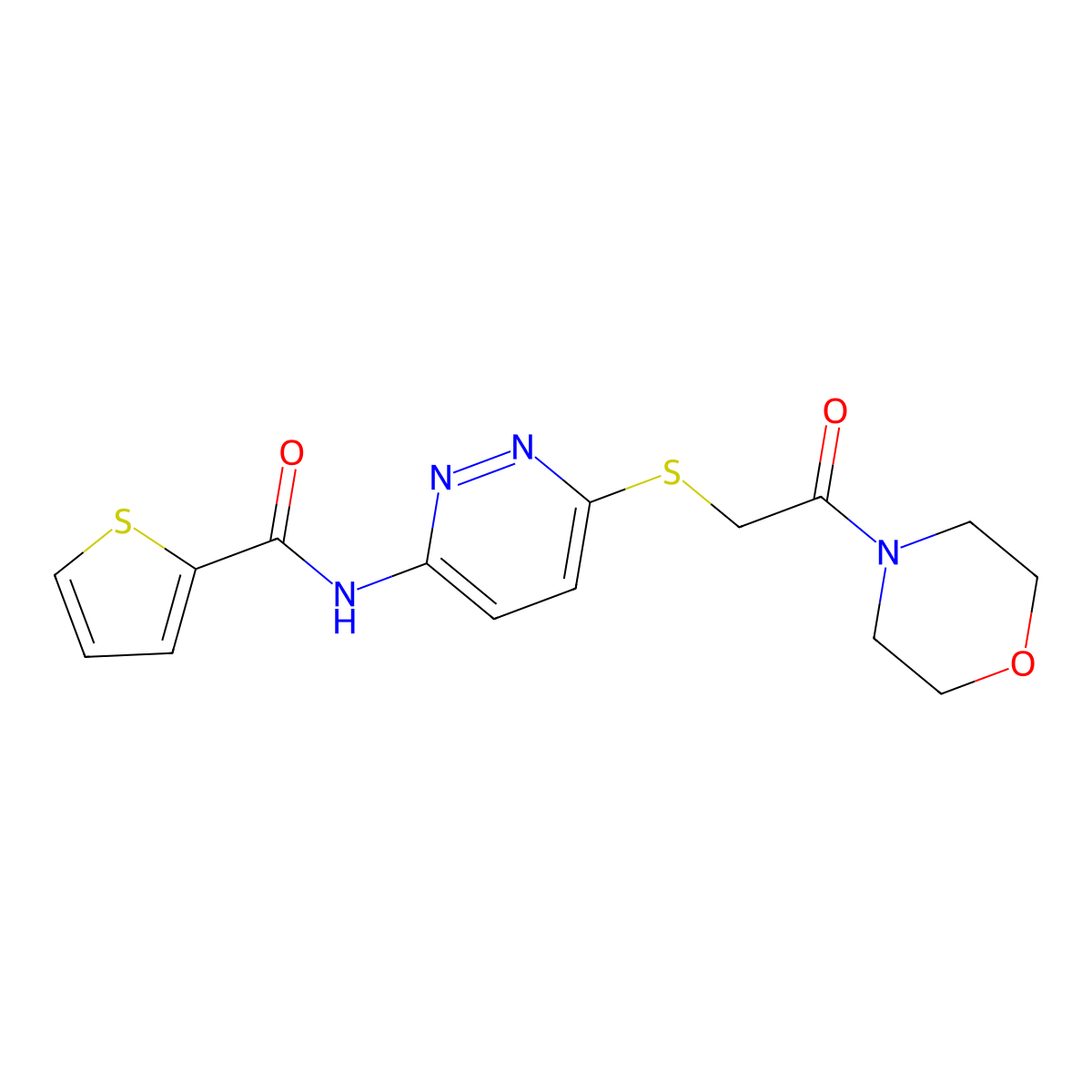 N-(6-((2-morpholino-2-oxoethyl)thio)pyridazin-3-yl)thiophene-2-carboxamide molecular structure, CAS 1021061-96-0