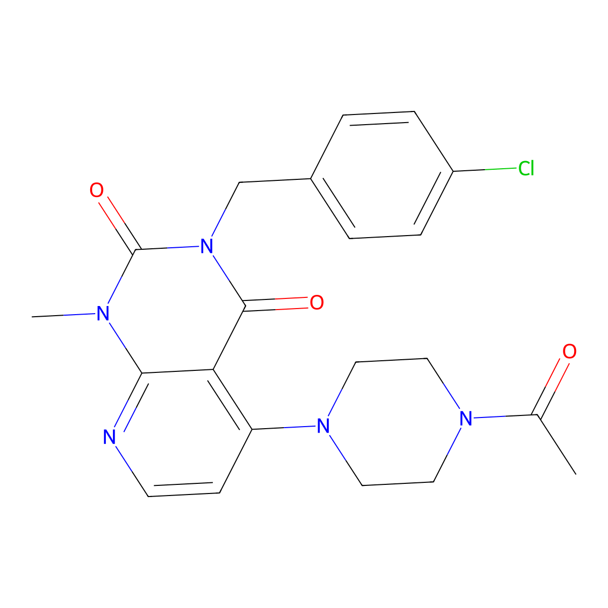 5-(4-acetylpiperazin-1-yl)-3-(4-chlorobenzyl)-1-methylpyrido[2,3-d]pyrimidine-2,4(1H,3H)-dione molecular structure, CAS 1021062-04-3