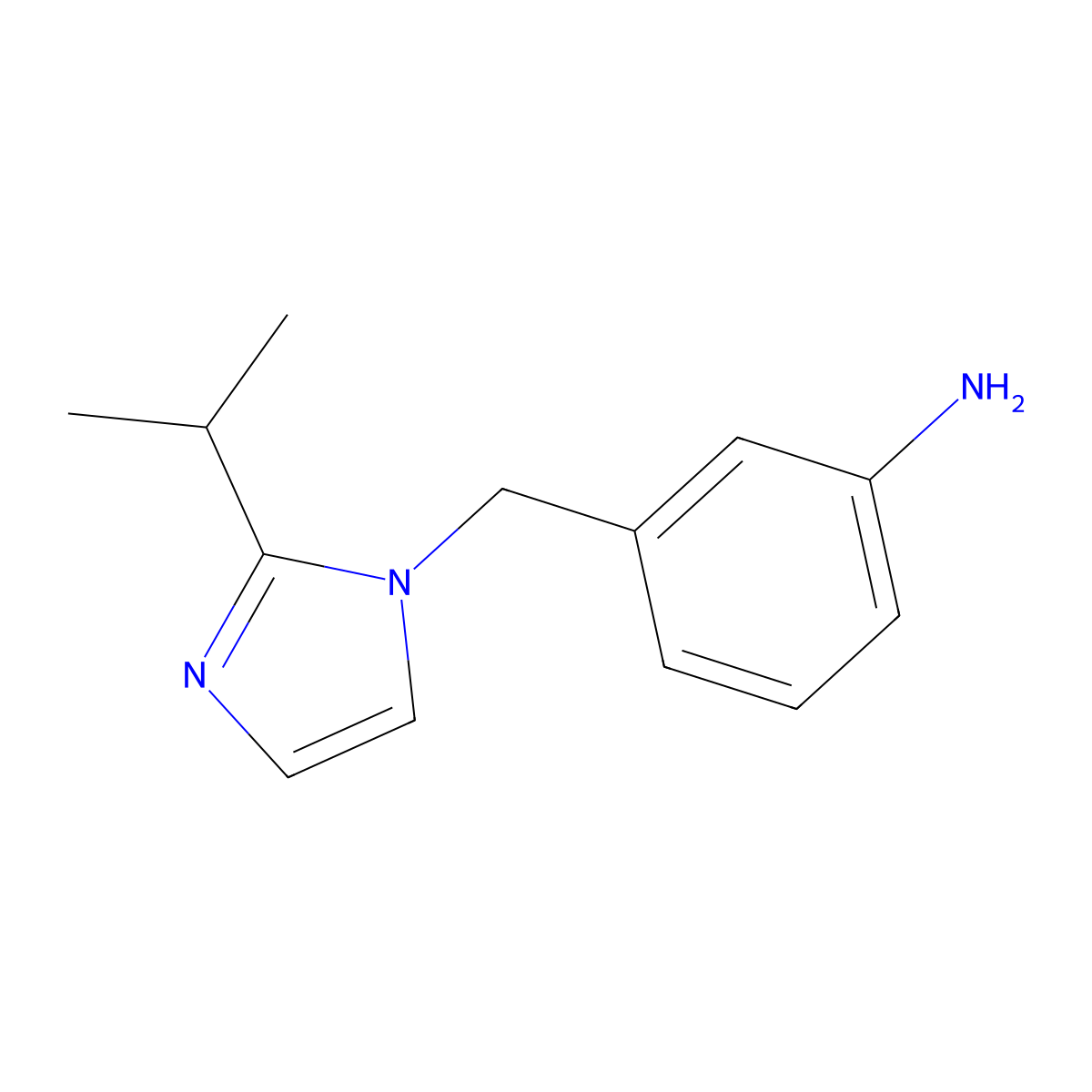 3-{[2-(propan-2-yl)-1H-imidazol-1-yl]methyl}aniline molecular structure, CAS 1021062-16-7
