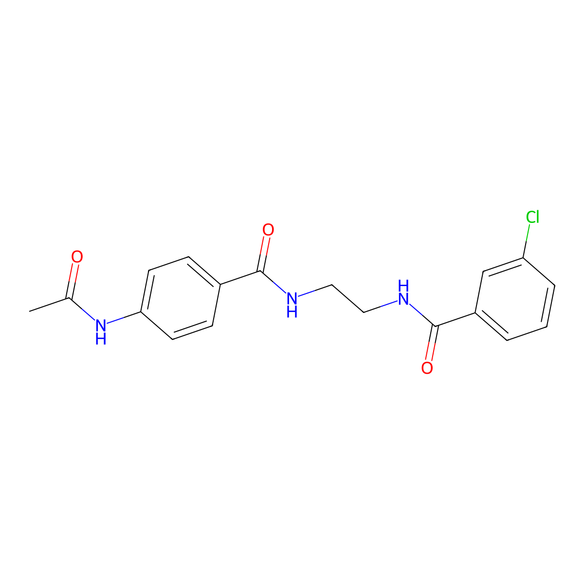 N-(2-(4-acetamidobenzamido)ethyl)-3-chlorobenzamide molecular structure, CAS 1021062-18-9