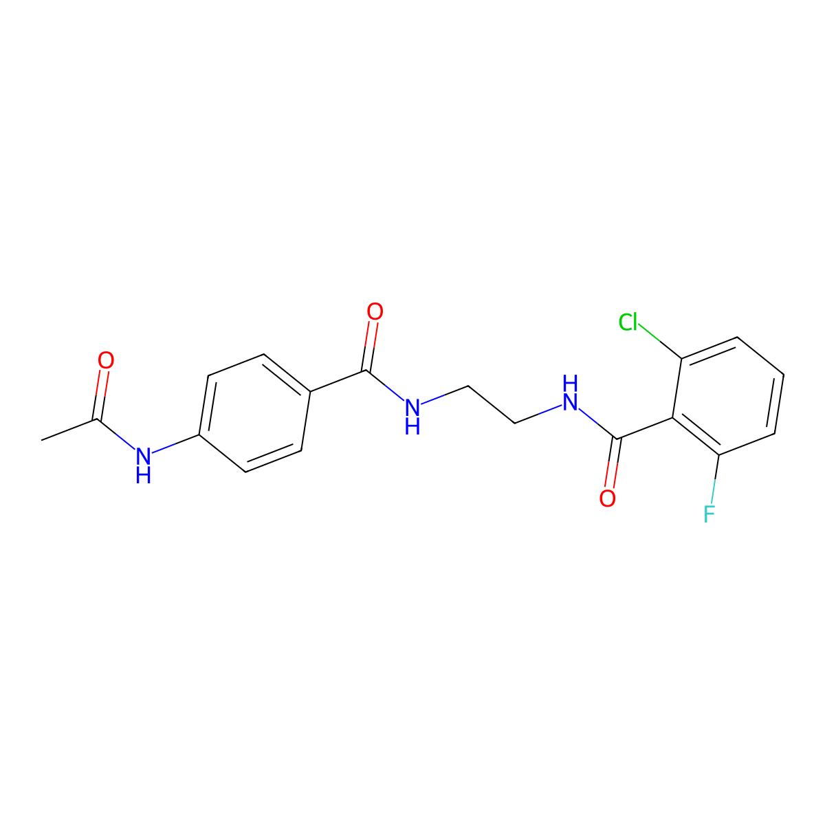 N-(2-(4-acetamidobenzamido)ethyl)-2-chloro-6-fluorobenzamide molecular structure, CAS 1021062-22-5