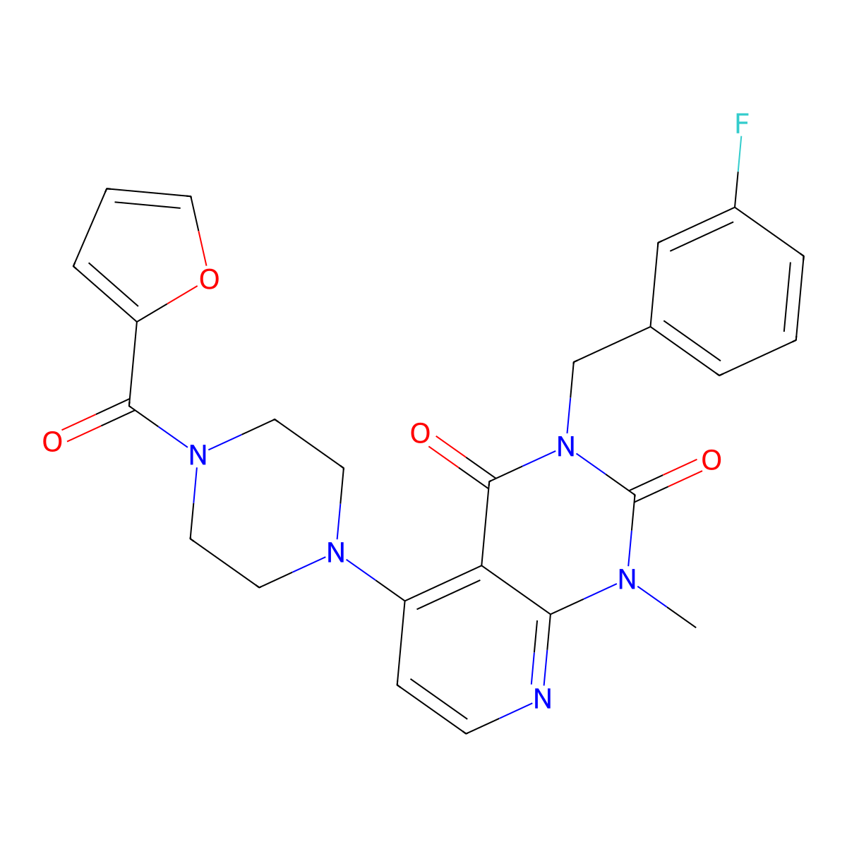 3-(3-fluorobenzyl)-5-(4-(furan-2-carbonyl)piperazin-1-yl)-1-methylpyrido[2,3-d]pyrimidine-2,4(1H,3H)-dione molecular structure, CAS 1021062-30-5