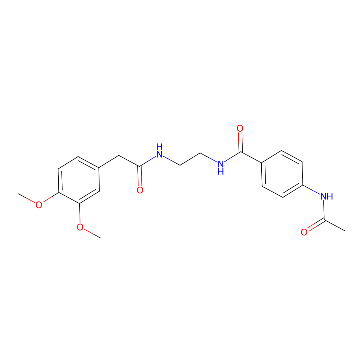 4-acetamido-N-(2-(2-(3,4-dimethoxyphenyl)acetamido)ethyl)benzamide molecular structure, CAS 1021062-31-6