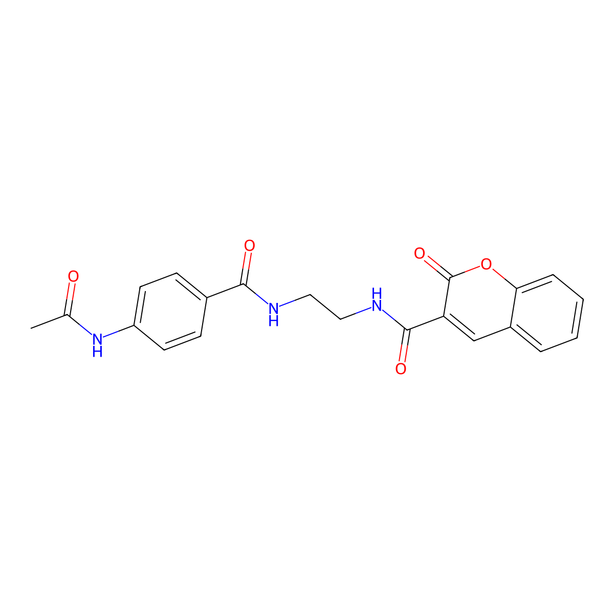 N-(2-(4-acetamidobenzamido)ethyl)-2-oxo-2H-chromene-3-carboxamide molecular structure, CAS 1021062-35-0