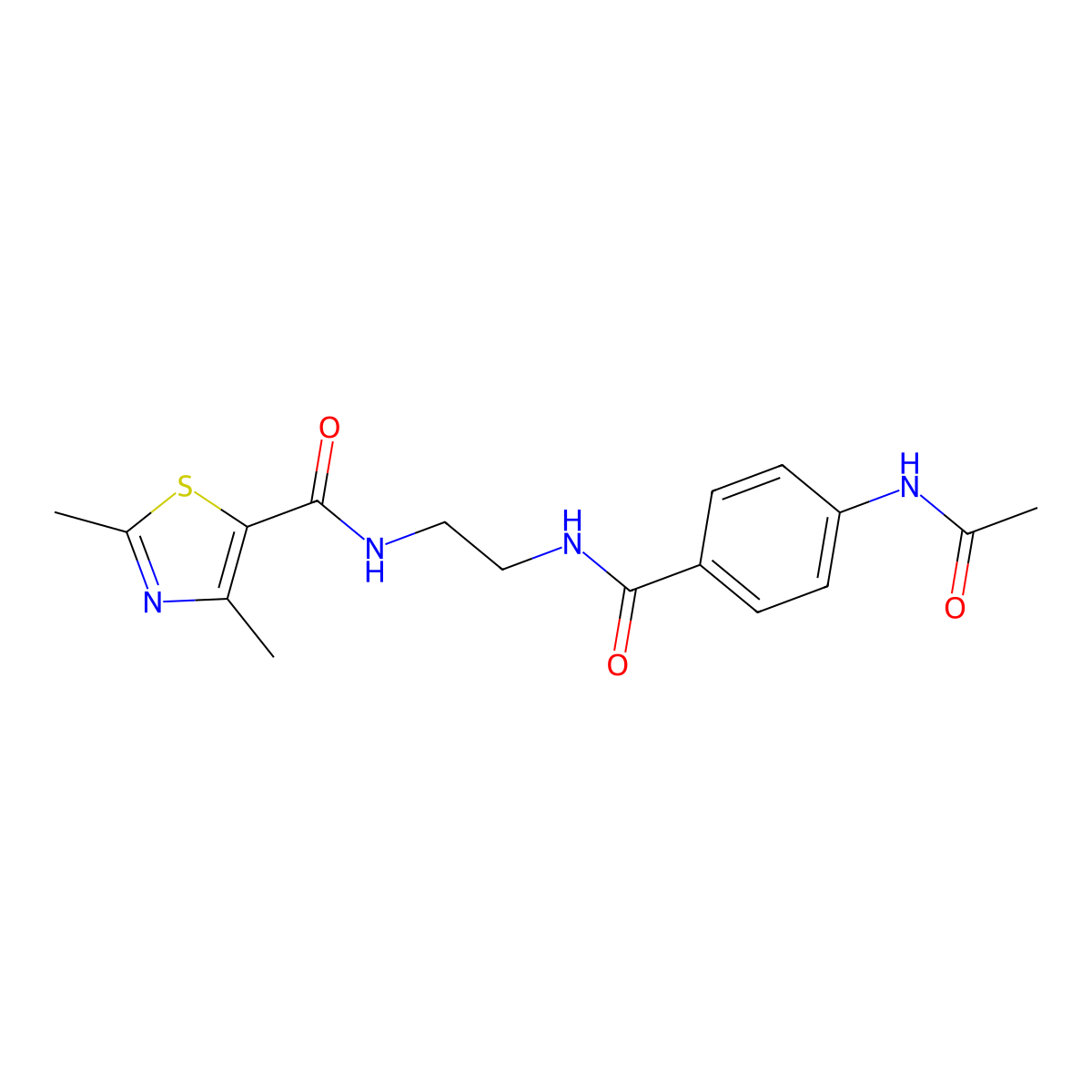 N-(2-(4-acetamidobenzamido)ethyl)-2,4-dimethylthiazole-5-carboxamide molecular structure, CAS 1021062-39-4