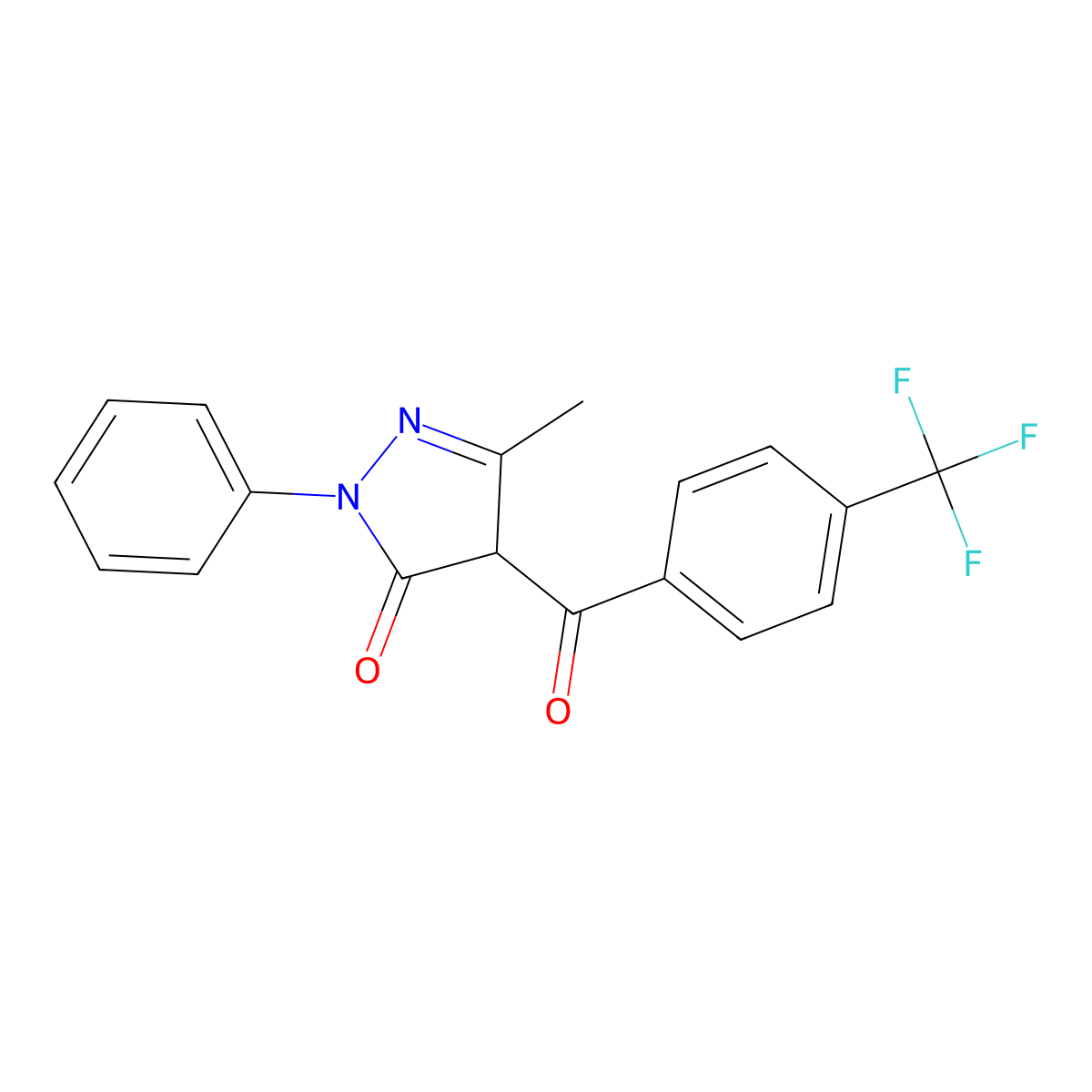 3-methyl-1-phenyl-4-(4-(trifluoromethyl)benzoyl)-1H-pyrazol-5(4H)-one molecular structure, CAS 1021062-43-0