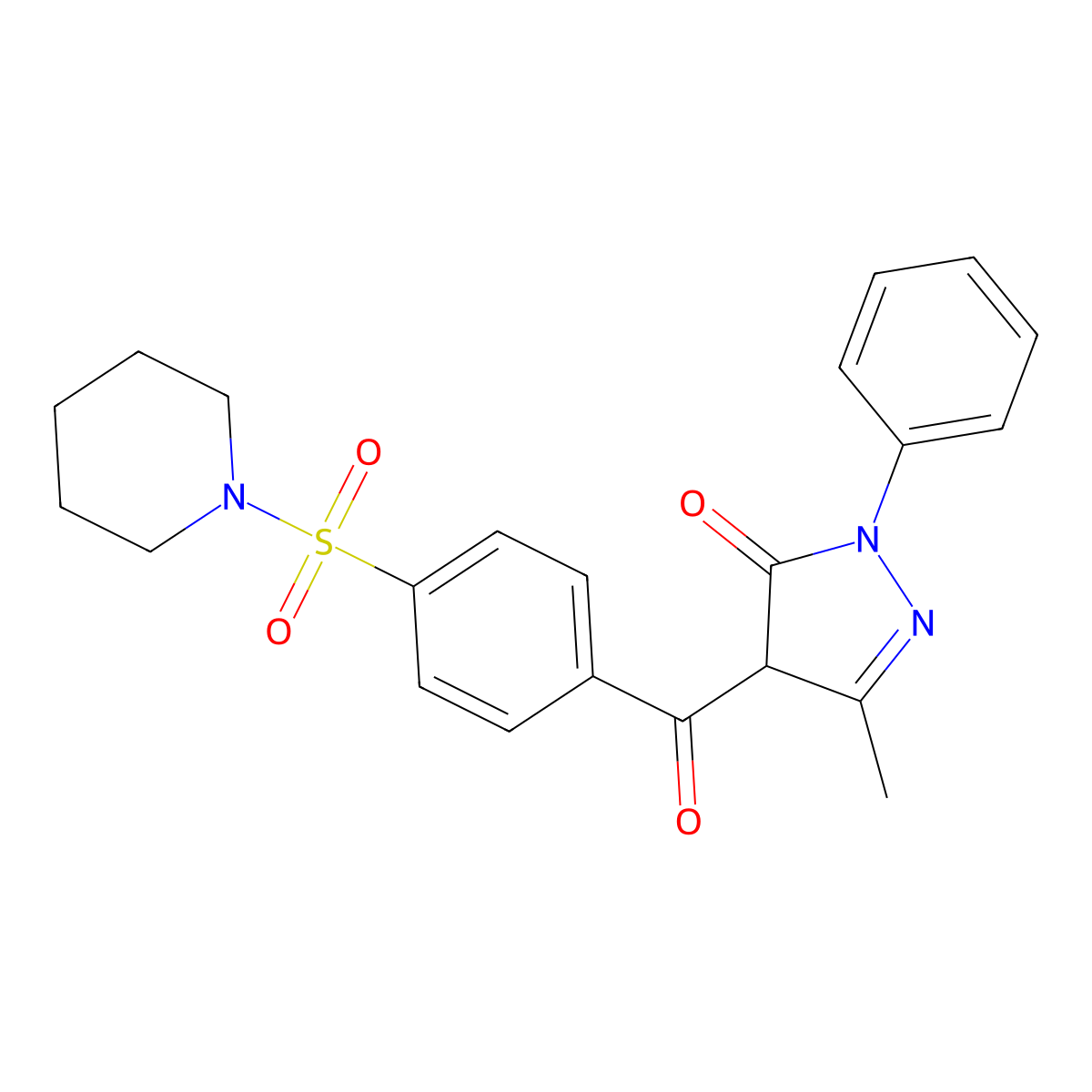 3-methyl-1-phenyl-4-(4-(piperidin-1-ylsulfonyl)benzoyl)-1H-pyrazol-5(4H)-one molecular structure, CAS 1021062-49-6