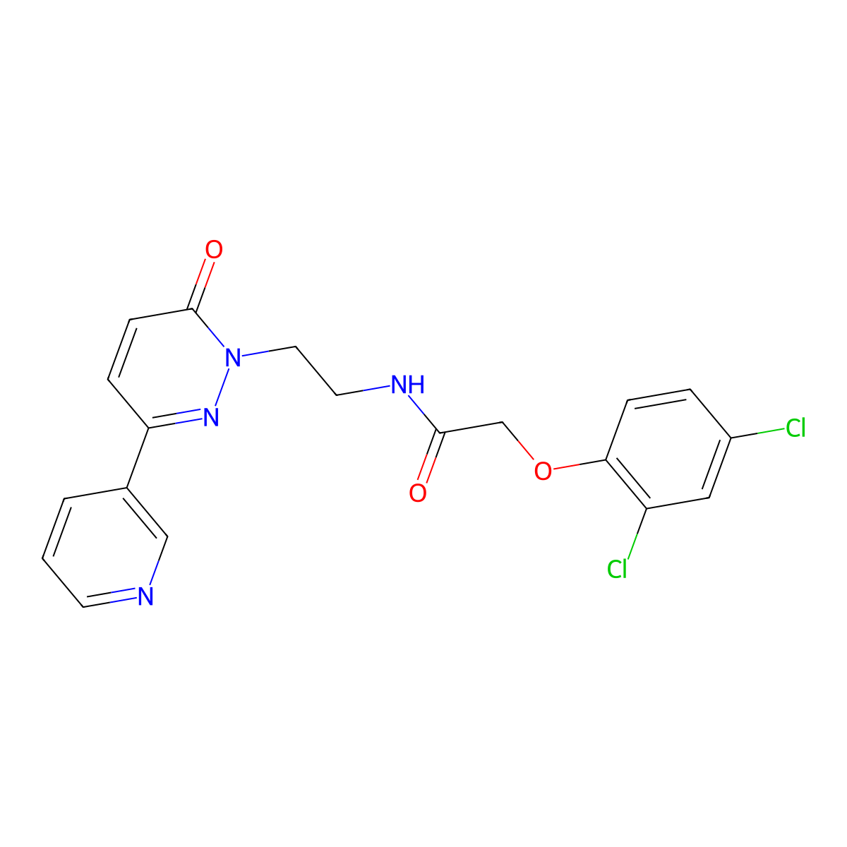 2-(2,4-dichlorophenoxy)-N-(2-(6-oxo-3-(pyridin-3-yl)pyridazin-1(6H)-yl)ethyl)acetamide molecular structure, CAS 1021062-52-1