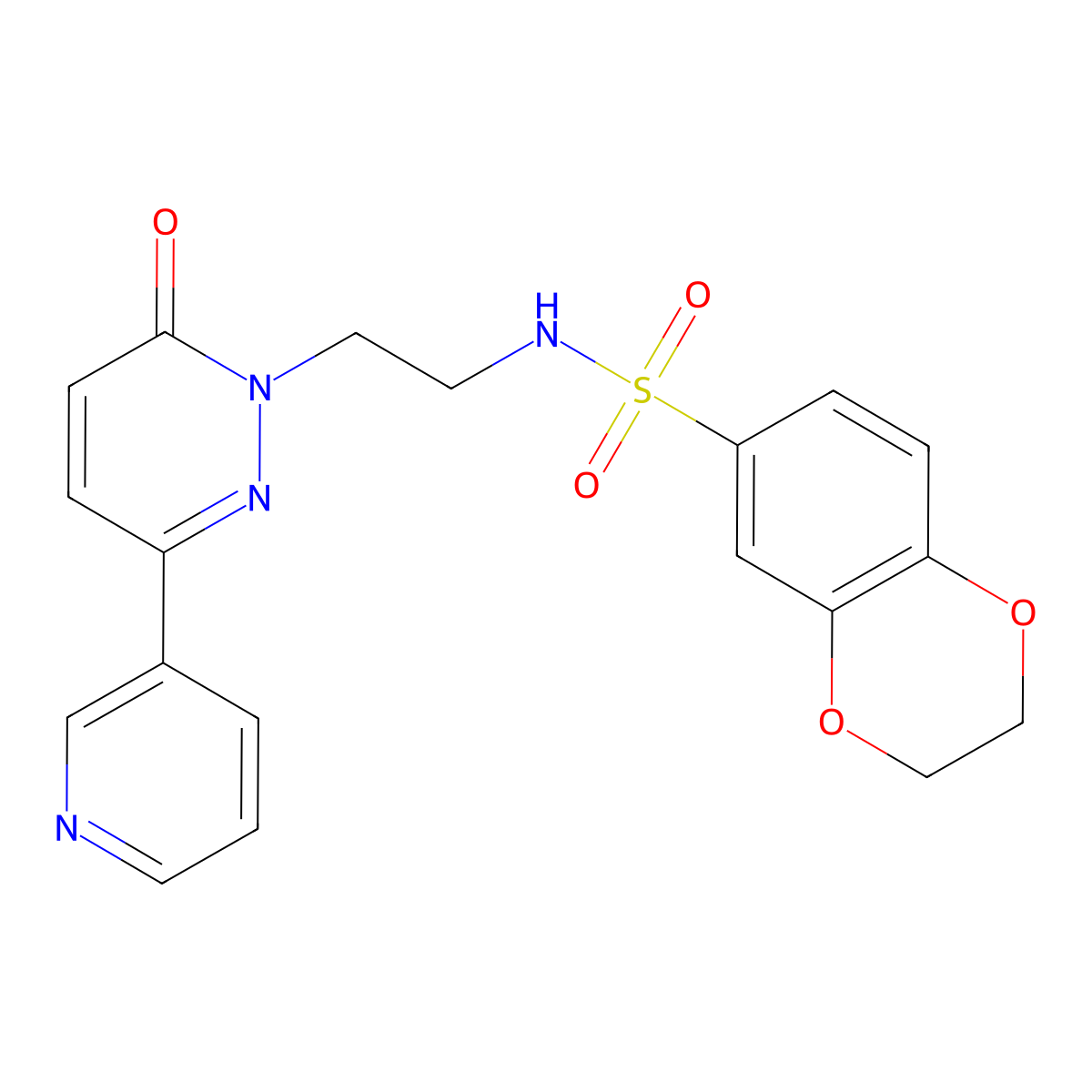 N-(2-(6-oxo-3-(pyridin-3-yl)pyridazin-1(6H)-yl)ethyl)-2,3-dihydrobenzo[b][1,4]dioxine-6-sulfonamide molecular structure, CAS 1021062-63-4