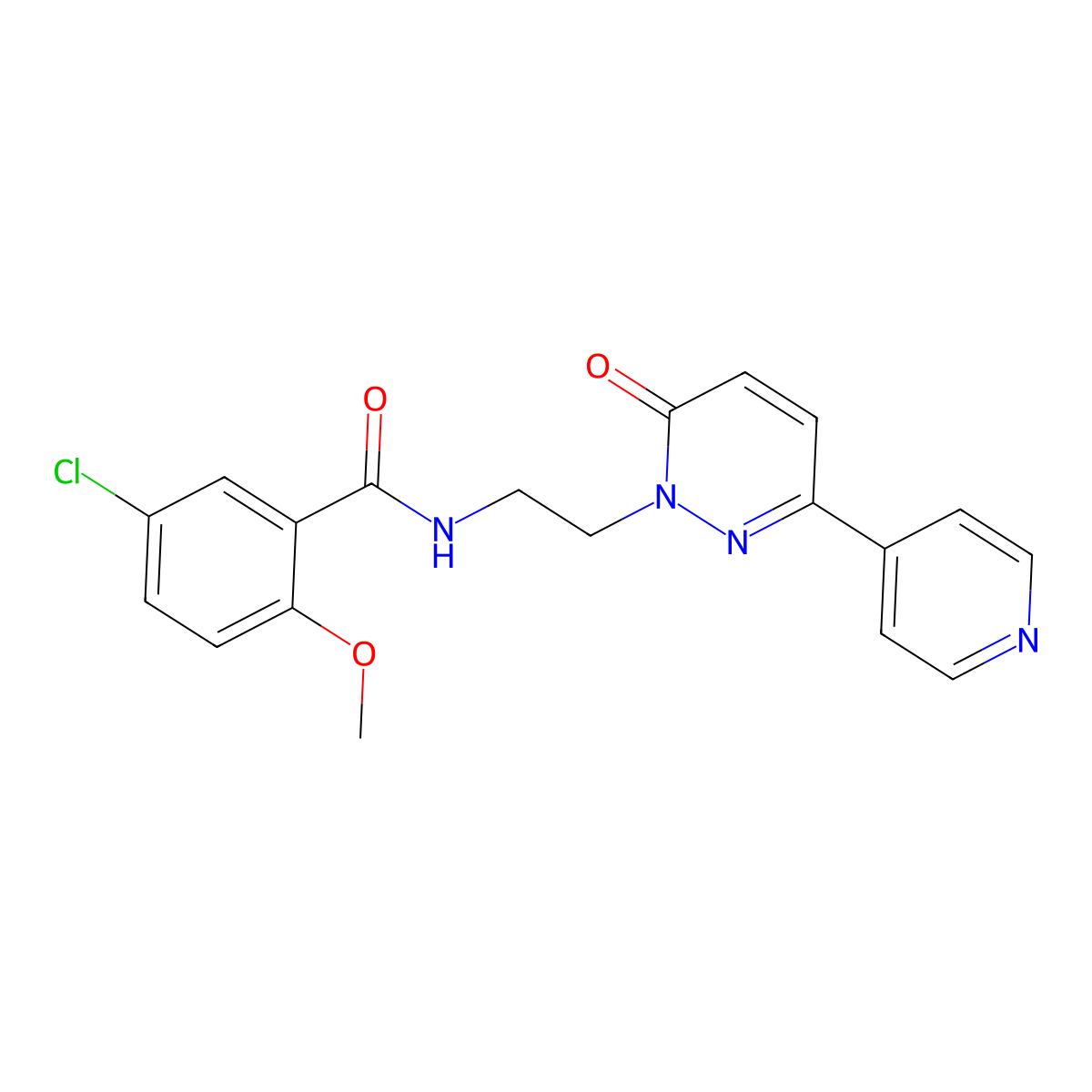5-chloro-2-methoxy-N-(2-(6-oxo-3-(pyridin-4-yl)pyridazin-1(6H)-yl)ethyl)benzamide molecular structure, CAS 1021062-83-8