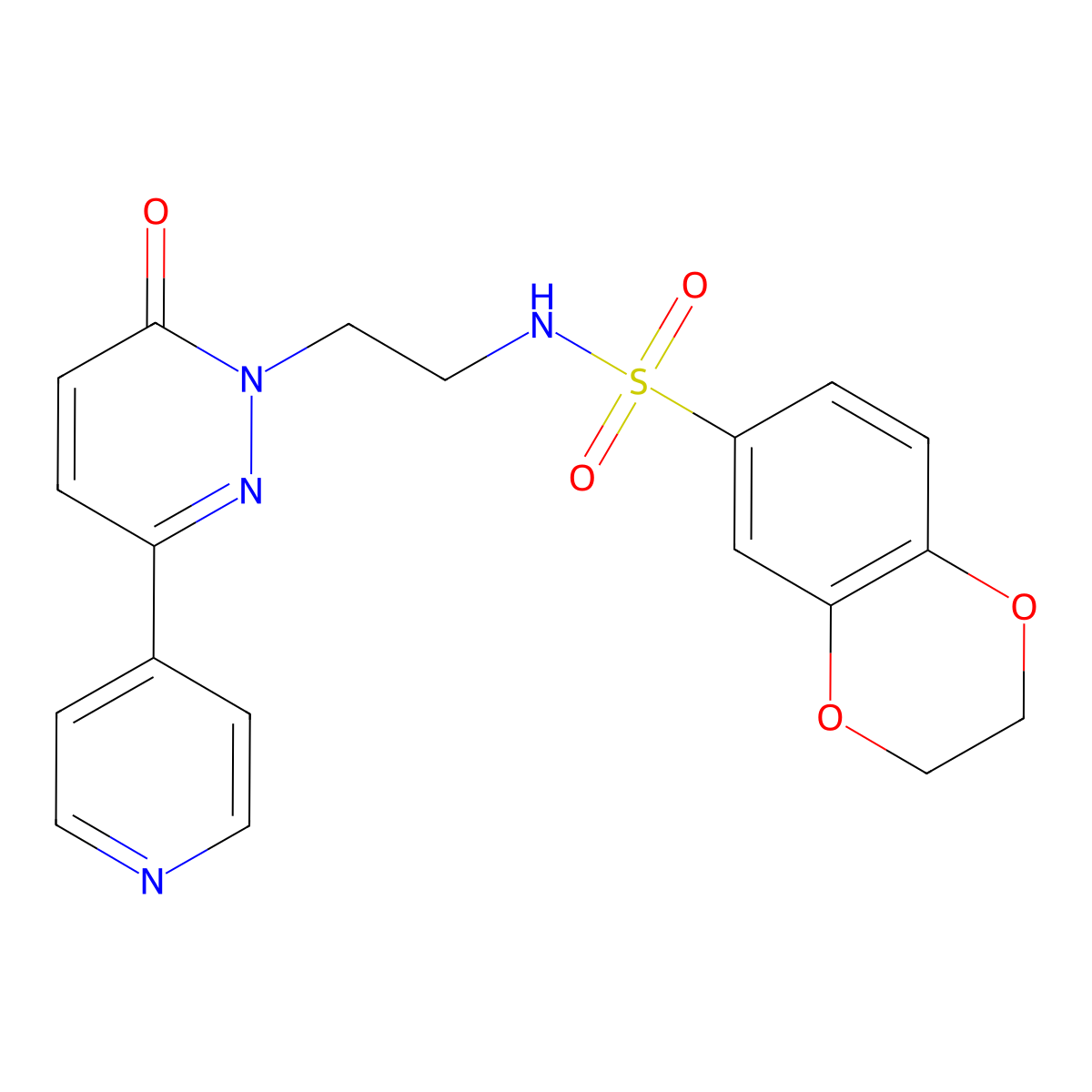N-(2-(6-oxo-3-(pyridin-4-yl)pyridazin-1(6H)-yl)ethyl)-2,3-dihydrobenzo[b][1,4]dioxine-6-sulfonamide molecular structure, CAS 1021062-84-9