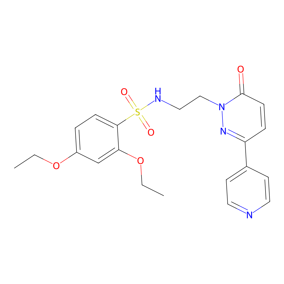 2,4-diethoxy-N-(2-(6-oxo-3-(pyridin-4-yl)pyridazin-1(6H)-yl)ethyl)benzenesulfonamide molecular structure, CAS 1021062-87-2
