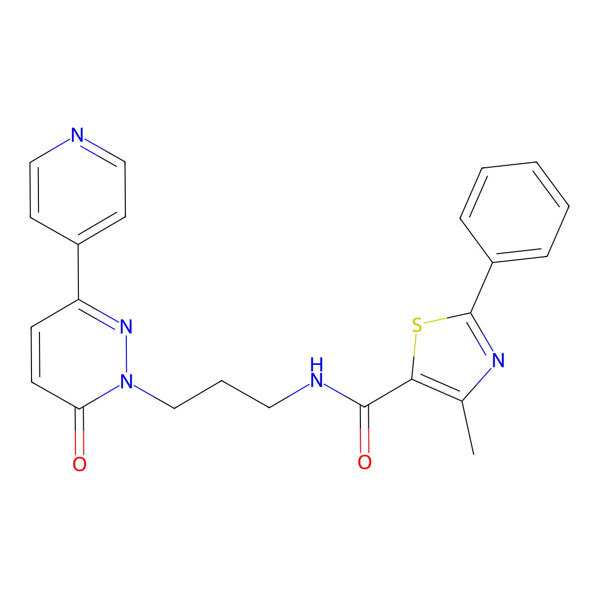 4-methyl-N-(3-(6-oxo-3-(pyridin-4-yl)pyridazin-1(6H)-yl)propyl)-2-phenylthiazole-5-carboxamide molecular structure, CAS 1021063-00-2