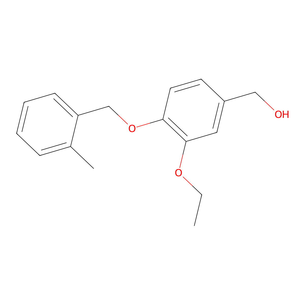 3-Ethoxy-4-[(2-methylphenyl)methoxy]benzenemethanol molecular structure, CAS 1021063-49-9
