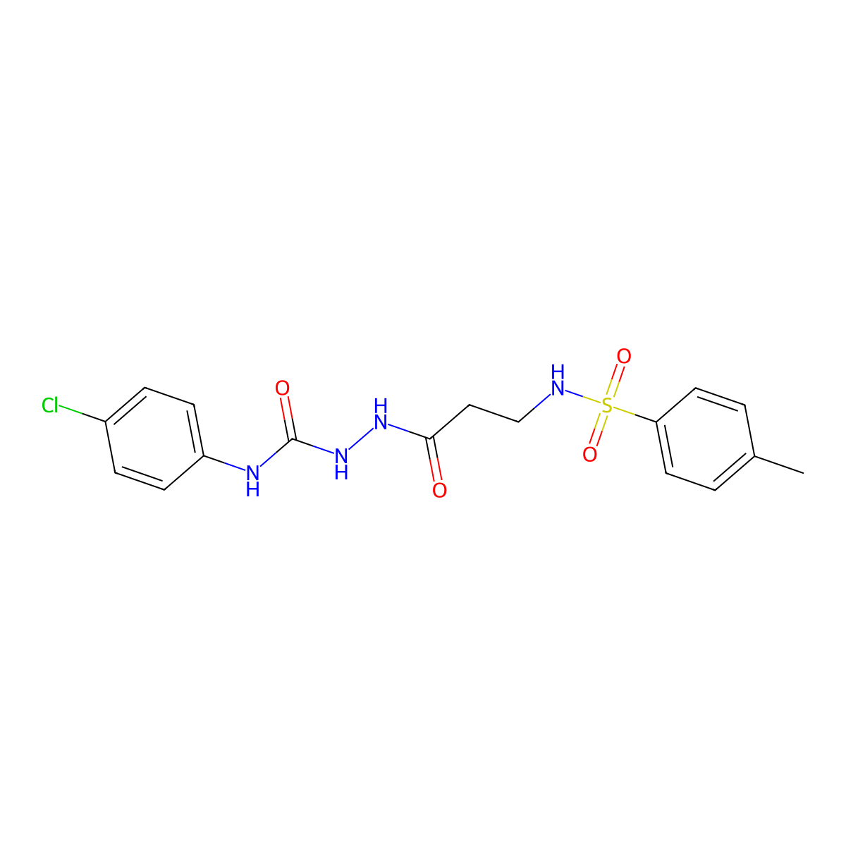 N-{[(4-chlorophenyl)carbamoyl]amino}-3-(4-methylbenzenesulfonamido)propanamide molecular structure, CAS 1021065-24-6