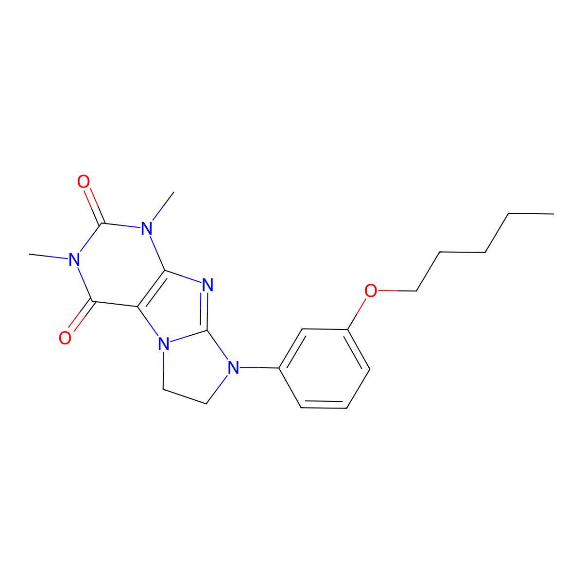 1,3-Dimethyl-8-(3-pentyloxyphenyl)-1,3,5-trihydroimidazolidino[1,2-h]purine-2, 4-dione molecular structure, CAS 1021065-30-4