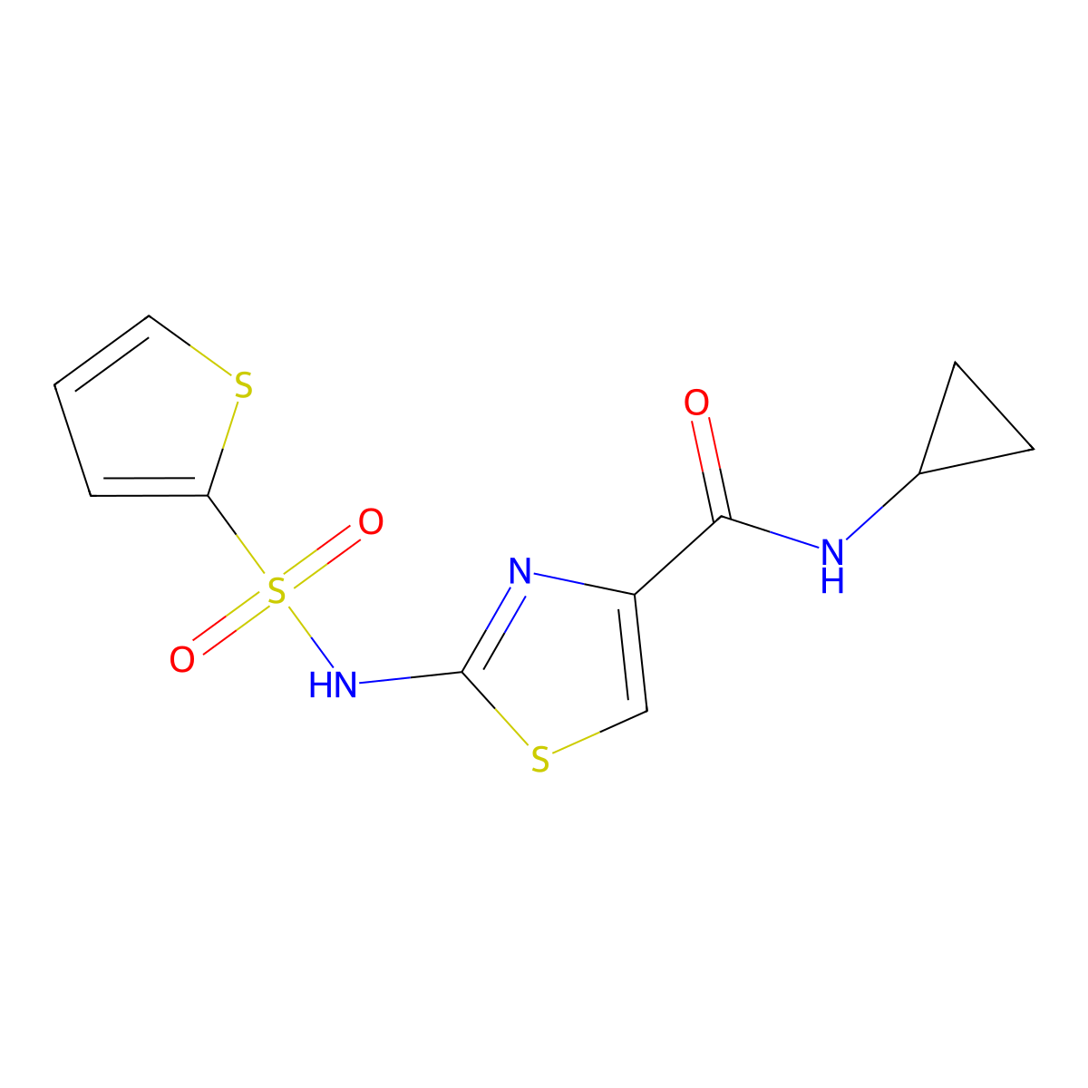 N-cyclopropyl-2-(thiophene-2-sulfonamido)thiazole-4-carboxamide molecular structure, CAS 1021065-77-9