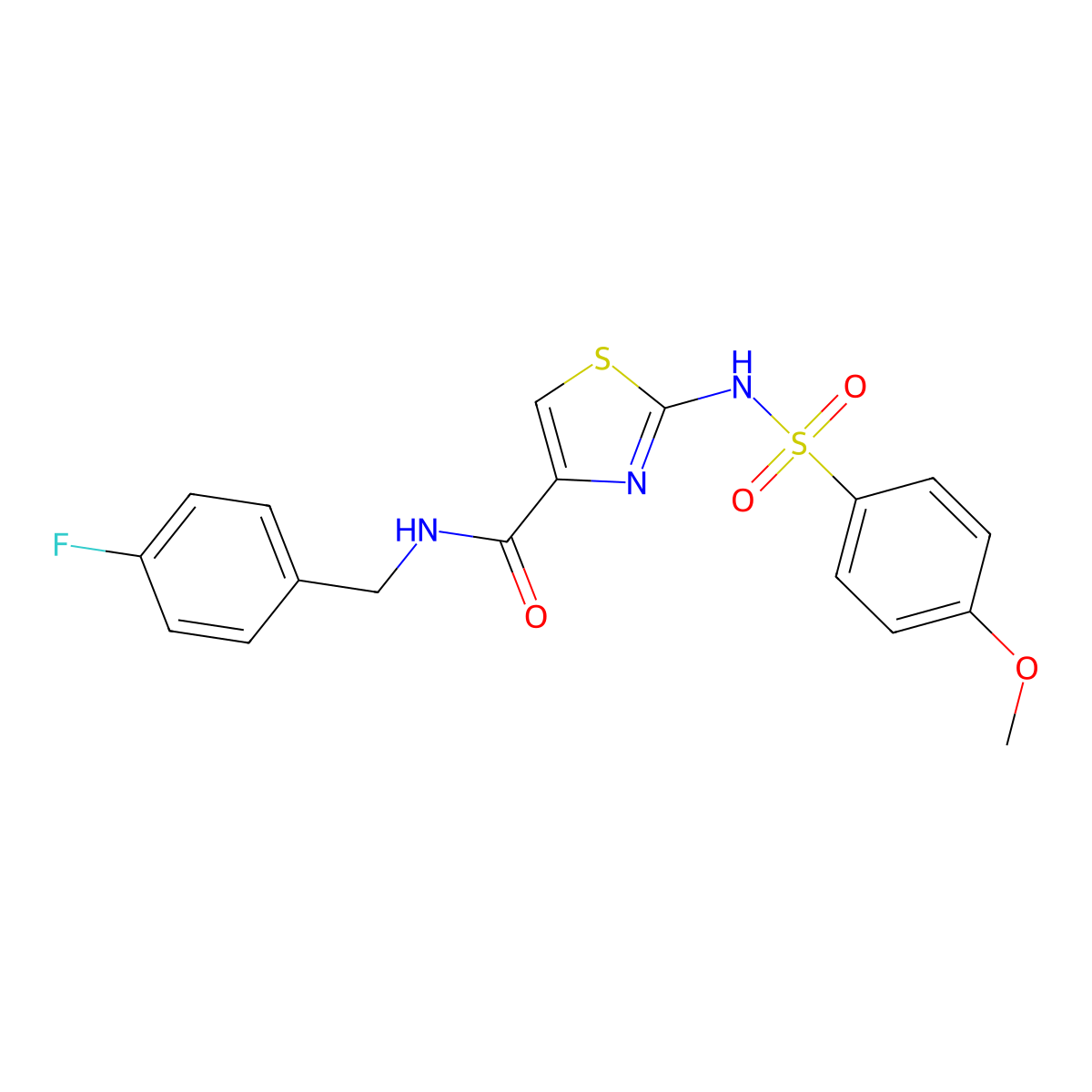 N-(4-fluorobenzyl)-2-(4-methoxyphenylsulfonamido)thiazole-4-carboxamide molecular structure, CAS 1021065-79-1