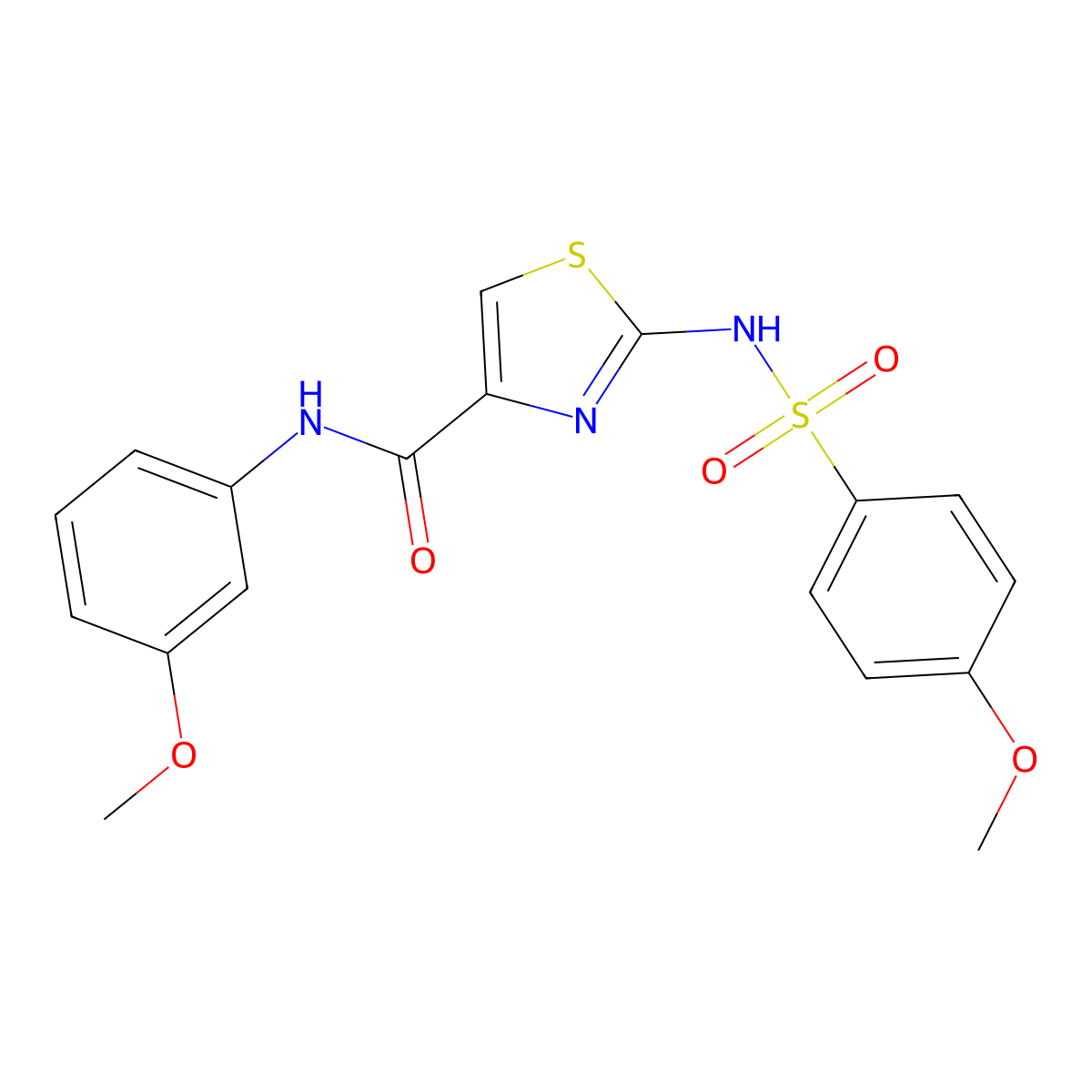 N-(3-methoxyphenyl)-2-(4-methoxyphenylsulfonamido)thiazole-4-carboxamide molecular structure, CAS 1021065-89-3