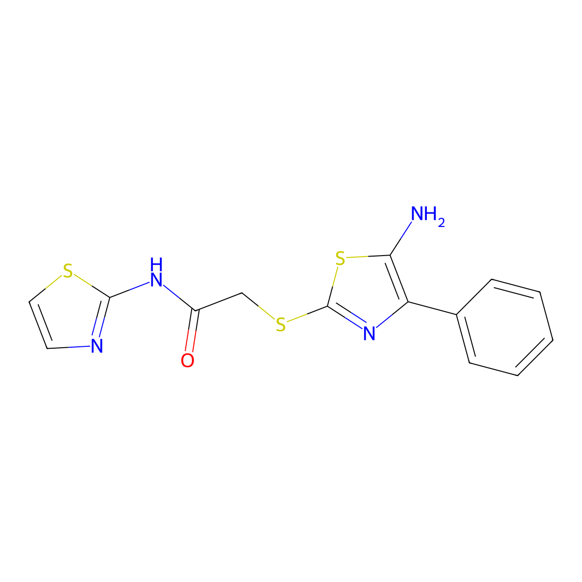 2-((5-amino-4-phenylthiazol-2-yl)thio)-N-(thiazol-2-yl)acetamide molecular structure, CAS 1021065-97-3
