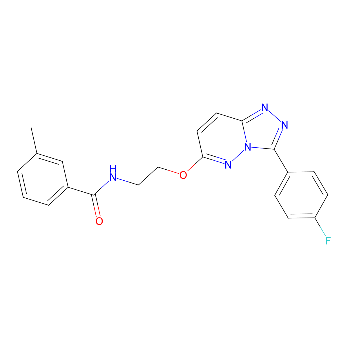 N-(2-((3-(4-fluorophenyl)-[1,2,4]triazolo[4,3-b]pyridazin-6-yl)oxy)ethyl)-3-methylbenzamide molecular structure, CAS 1021066-06-7
